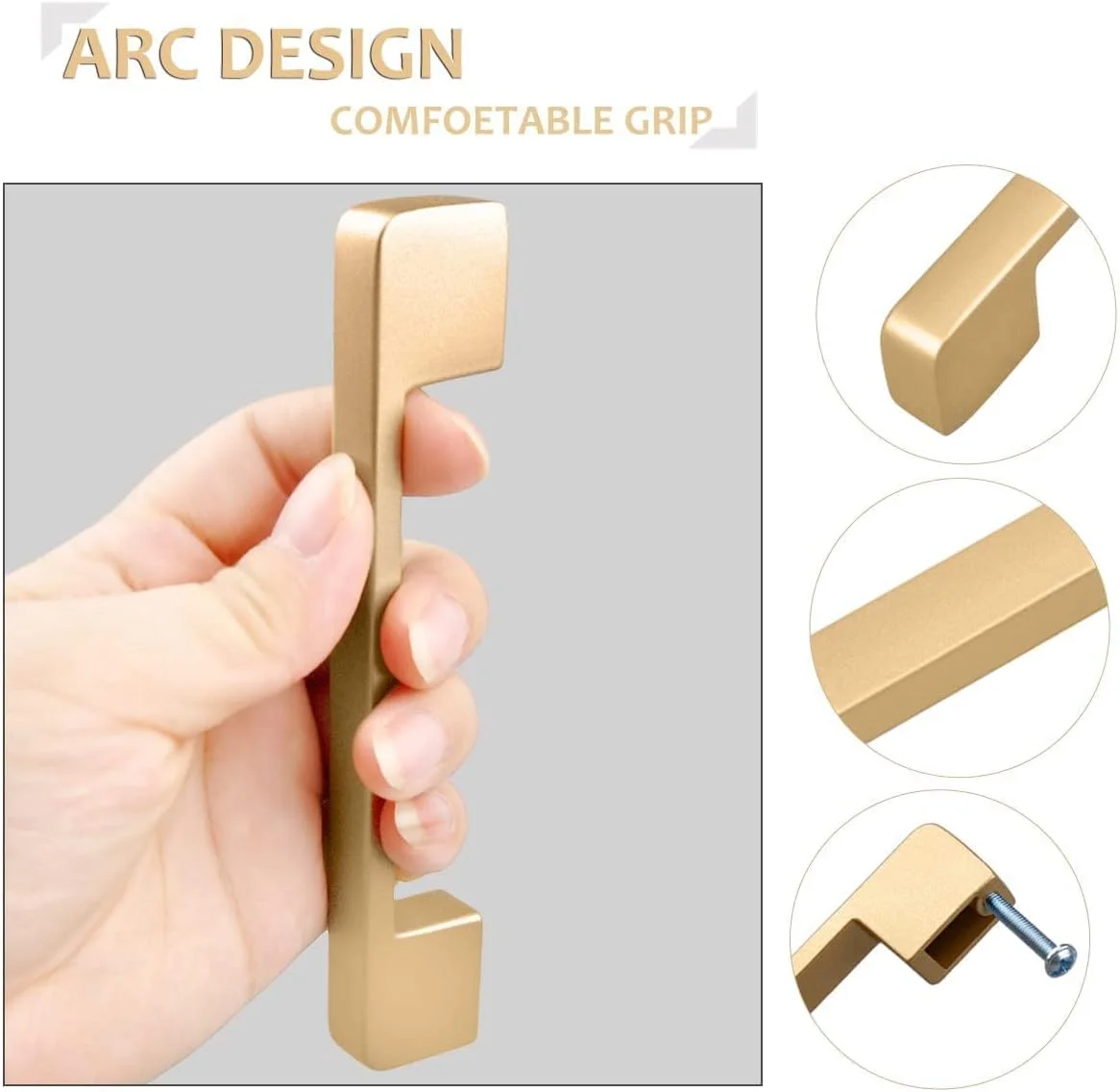 دستگیره کابینت آشپزخانه طلایی SYOSI، دستگیره درب طلایی مدرن آلیاژ آلومینیوم دستگیره کابینت کشو دستگیره مبلمان مربع برای کابینت آشپزخانه و حمام (6 عدد 128 میلی متر)