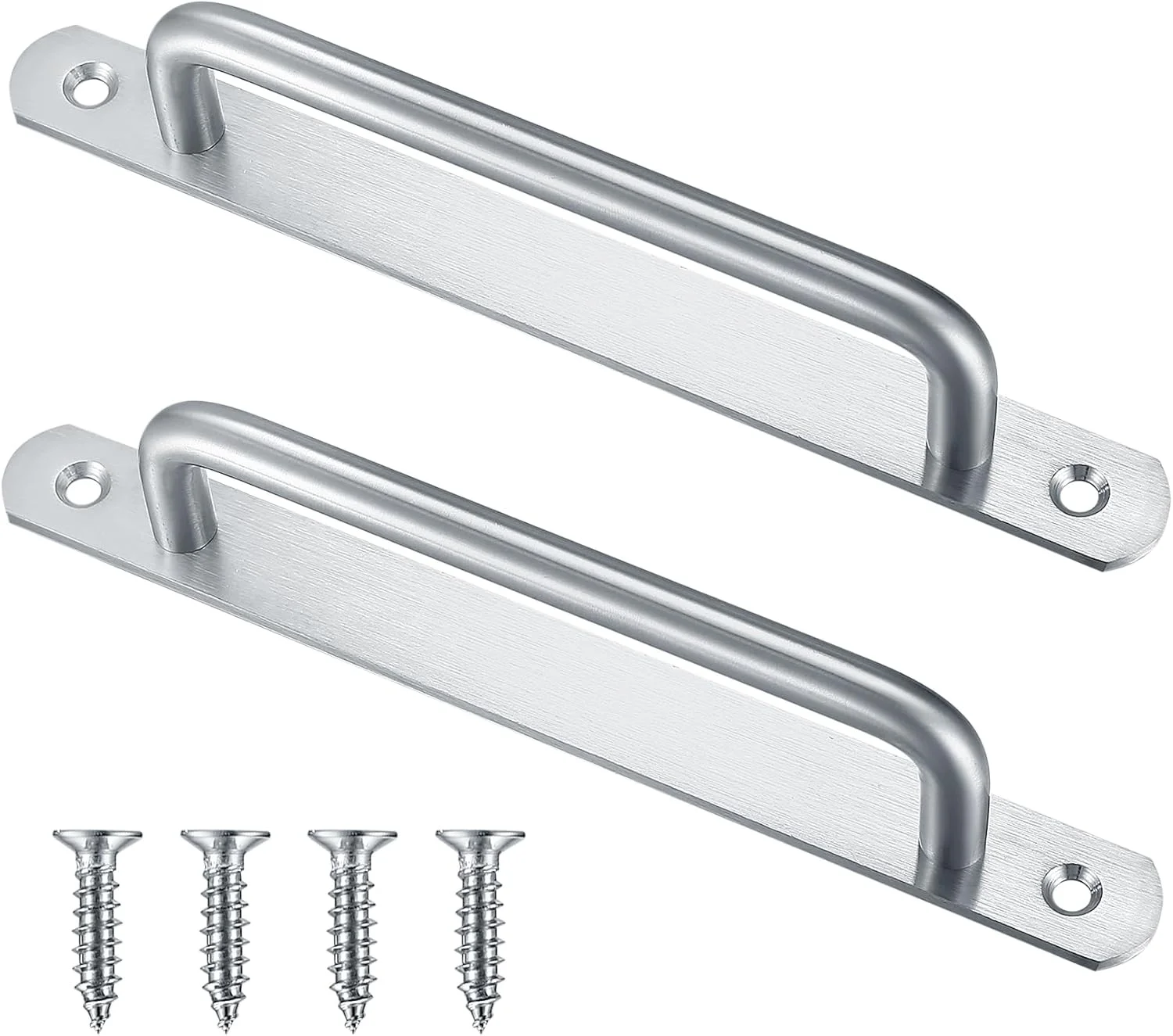 دستگیره درب کشویی، 2 عدد دستگیره فشاری کششی درب، دستگیره درب کابینت انبار استیل ضد زنگ، دستگیره کشویی درب گاراژ باغچه ای نقره ای با صفحات فلزی (نقره ای)