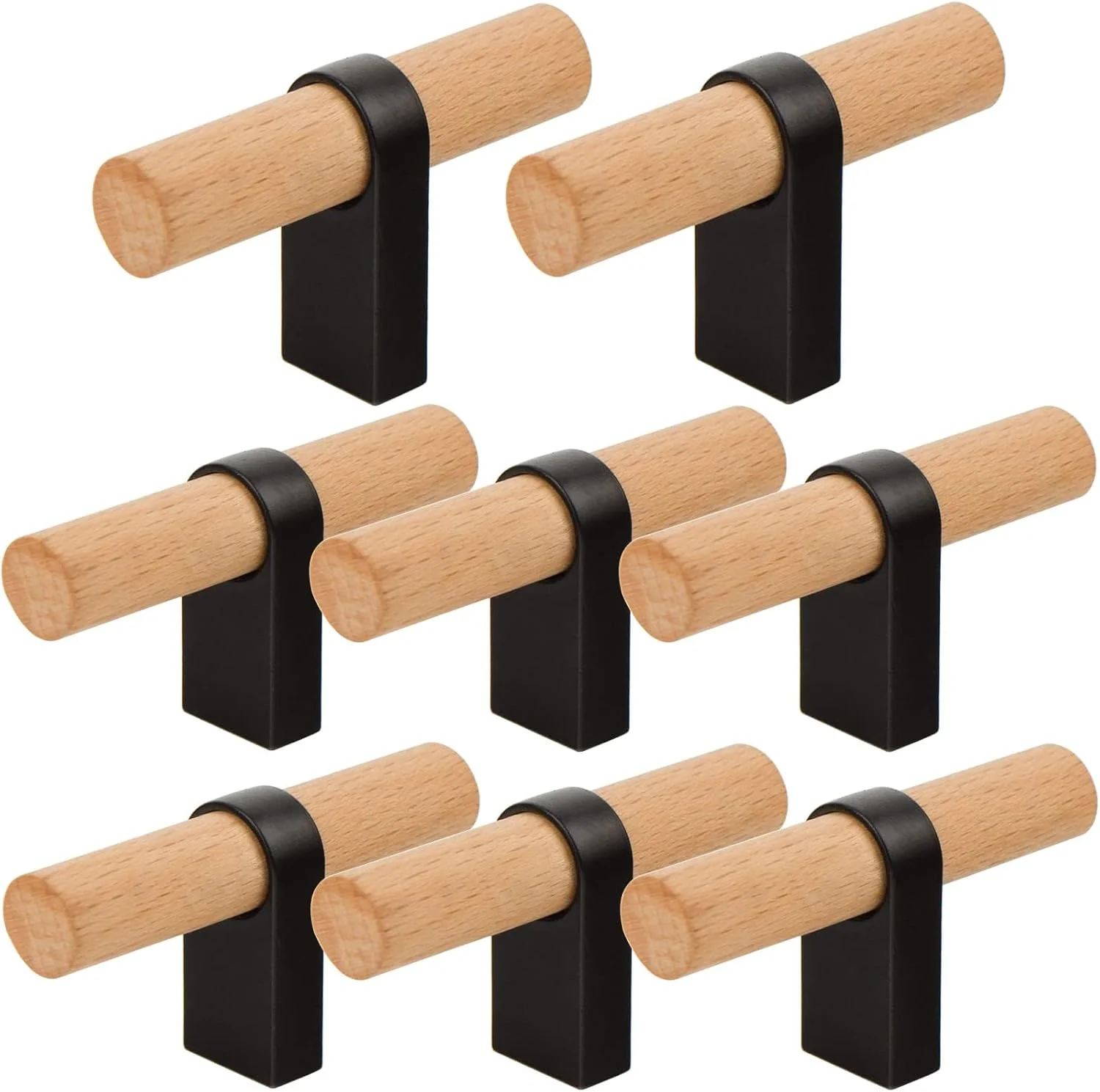 دستگیره کابینت قابل تنظیم TERRIFI، 8 عدد دستگیره کابینت، دستگیره های چوبی جامد قابل تنظیم تک سوراخ، برای سخت افزار مبلمان کمد لباس با پیچ نصب (2.4 اینچ)