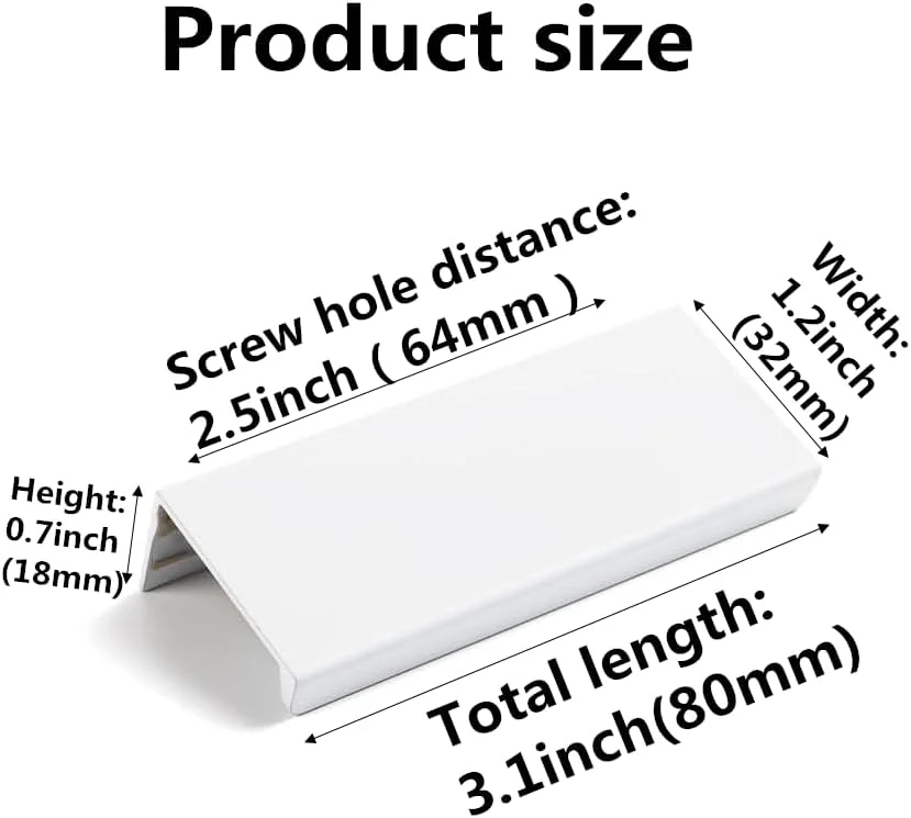 دستگیره کابینت سفید SYZOW بسته 6 عددی، دستگیره های مخفی مدرن مبلمان برای اتاق خواب، آشپزخانه، کمد لباس، فاصله سوراخ 64 میلی متر