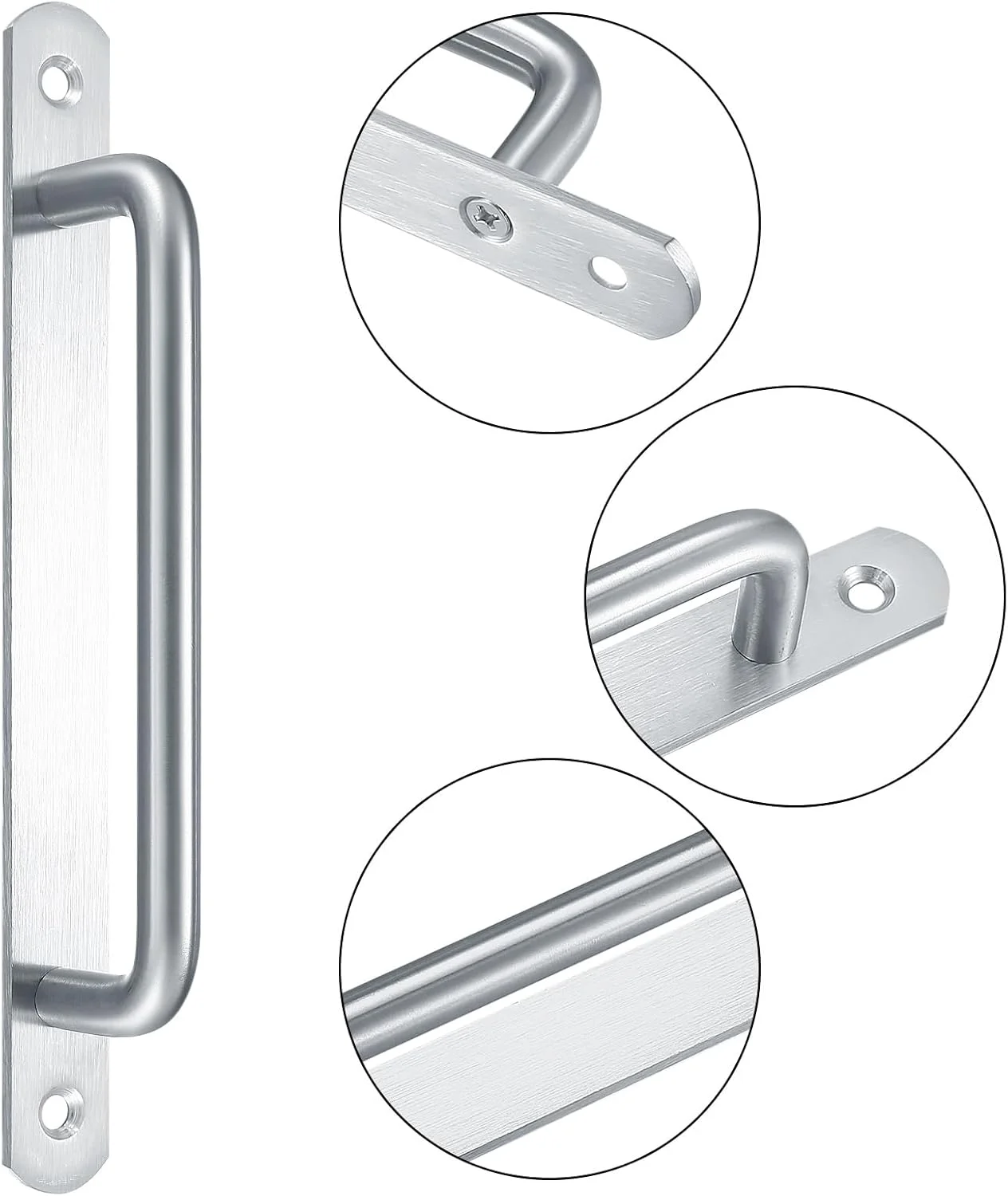 دستگیره درب کشویی، 2 عدد دستگیره فشاری کششی درب، دستگیره درب کابینت انبار استیل ضد زنگ، دستگیره کشویی درب گاراژ باغچه ای نقره ای با صفحات فلزی (نقره ای)