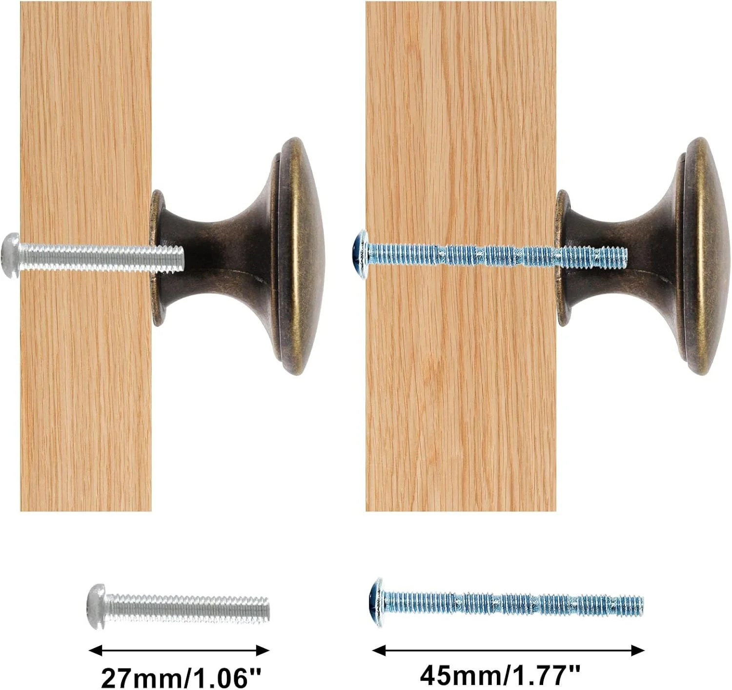 SWZHAI 16 عدد دستگیره کابینت برنجی عتیقه، دستگیره گرد کمد، دستگیره کشو آشپزخانه، دستگیره های کشویی کمد تک سوراخ