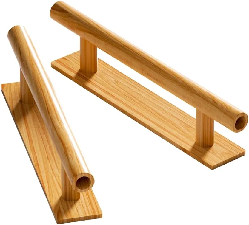 دستگیره خودچسب طرح چوب، دستگیره های فشاری-کششی چند منظوره برای کابینت، درب، کشو و کمد لباس، طول 15 سانتی متر، 20 عدد (چوب روشن)