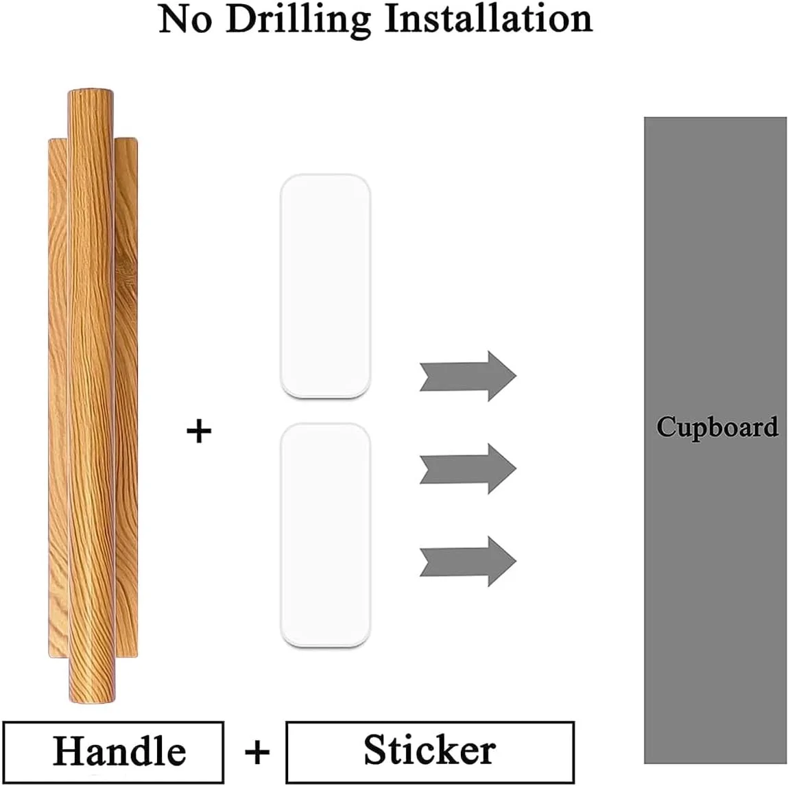 دستگیره خودچسب طرح چوب، دستگیره های فشاری-کششی چند منظوره برای کابینت، درب، کشو و کمد لباس، طول 15 سانتی متر، 20 عدد (چوب روشن)