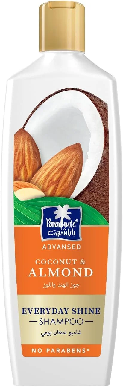 شامپو مغذی پاراشوت ادونسد با بادام و نارگیل، تغذیه کننده و مرطوب کننده مو، موهای درخشان و نرم، 0% مواد شیمیایی مضر، 340 میلی لیتر (بسته 2 عددی)