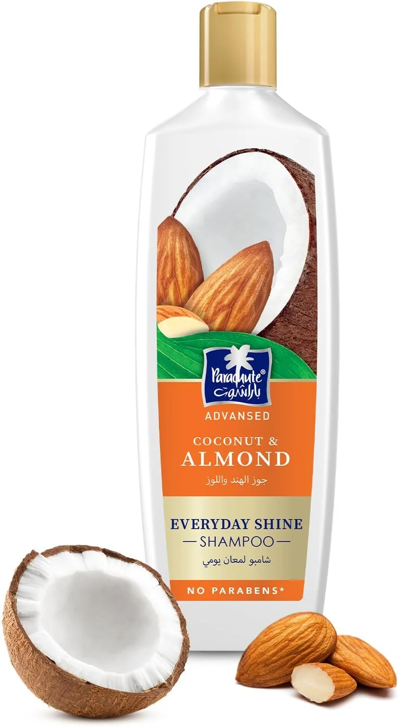 شامپو مغذی پاراشوت ادونسد با بادام و نارگیل، تغذیه کننده و مرطوب کننده مو، موهای درخشان و نرم، 0% مواد شیمیایی مضر، 340 میلی لیتر (بسته 2 عددی)