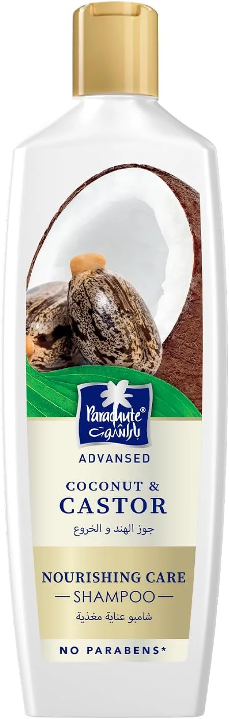 شامپو مغذی پاراشوت ادونسد با روغن کرچک و نارگیل، ضد وز و تغذیه کننده مو، افزایش ضخامت و بلندی مو، فاقد مواد شیمیایی مضر، 340 میلی لیتر (بسته 2 عددی)