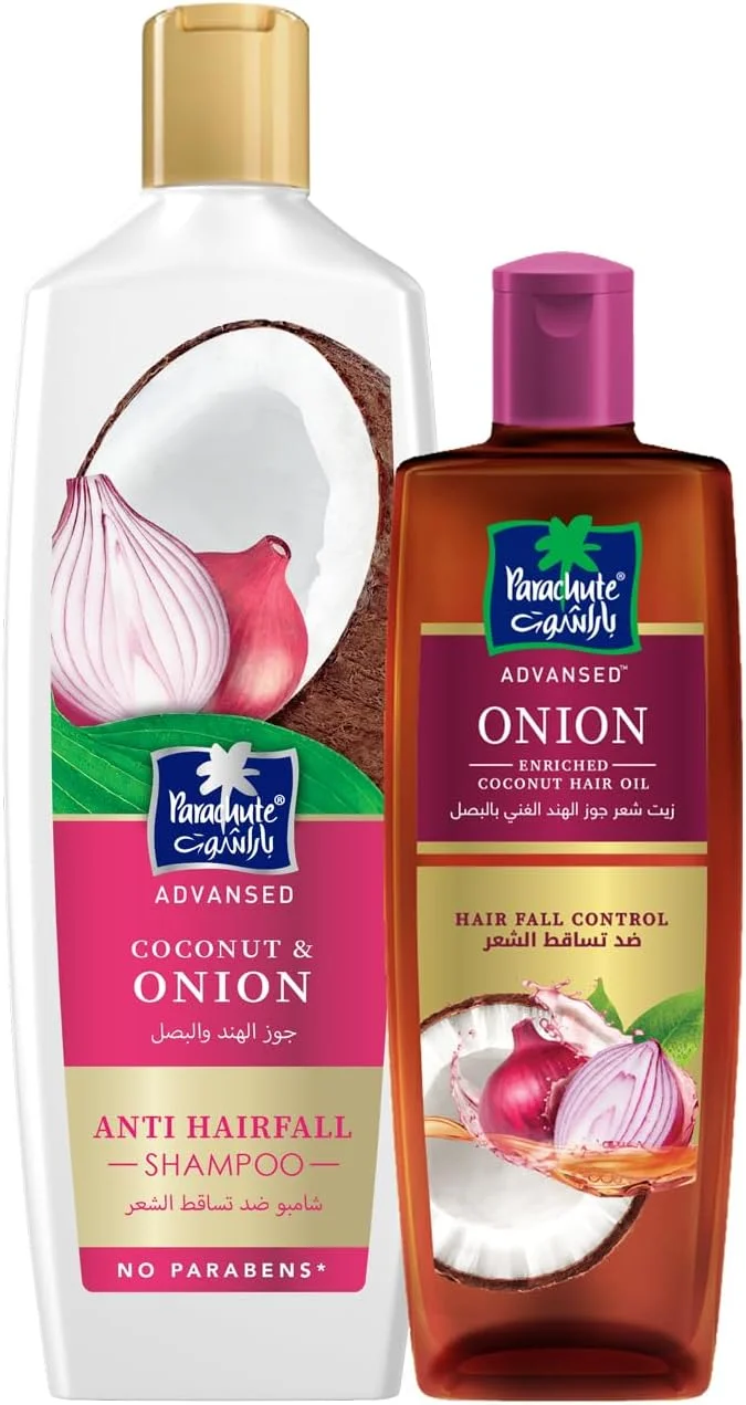 شامپو ضد ریزش مو نارگیل و پیاز پاراشوت ادونسد 600 میلی لیتر + روغن مو نارگیل غنی شده با پیاز پاراشوت ادونسد 300 میلی لیتر شامپو ضد ریزش مو نارگیل و پیاز پاراشوت ادونسد 600 میلی لیتر + روغن مو نارگیل غنی شده با پیاز پاراشوت ادونسد 300 میلی لیتر