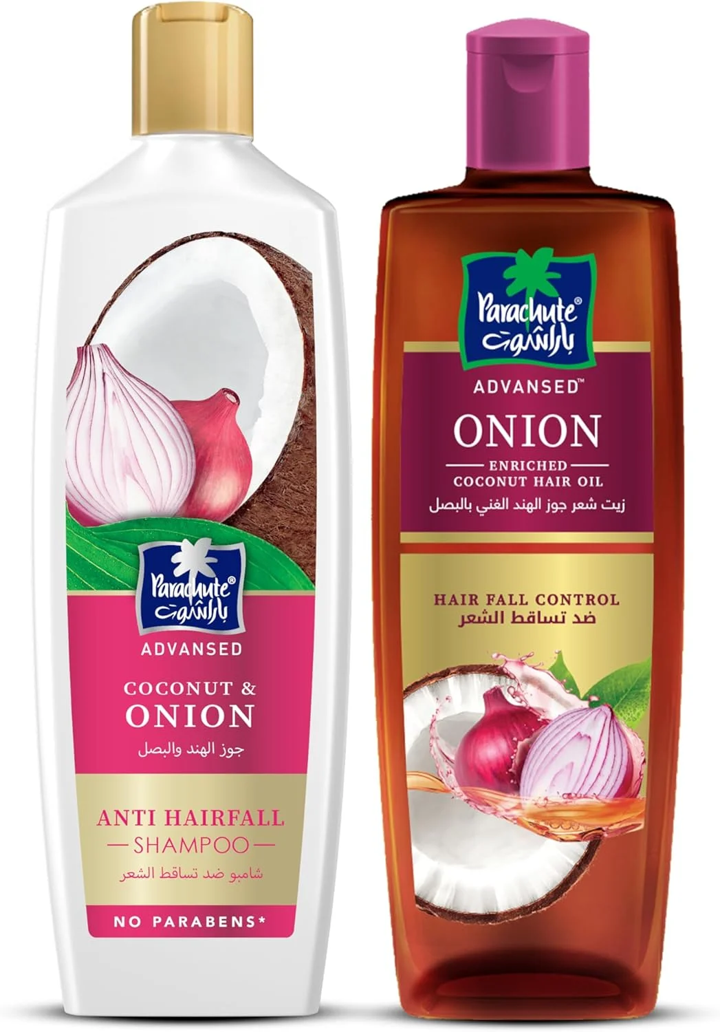 شامپو ضد ریزش مو نارگیل و پیاز پاراشوت ادونسد 170 میلی لیتر + روغن مو نارگیل غنی شده با پیاز پاراشوت ادونسد کنترل ریزش مو 300 میلی لیتر شامپو ضد ریزش مو نارگیل و پیاز پاراشوت ادونسد 170 میلی لیتر + روغن مو نارگیل غنی شده با پیاز پاراشوت ادونسد کنترل ریزش مو 300 میلی لیتر