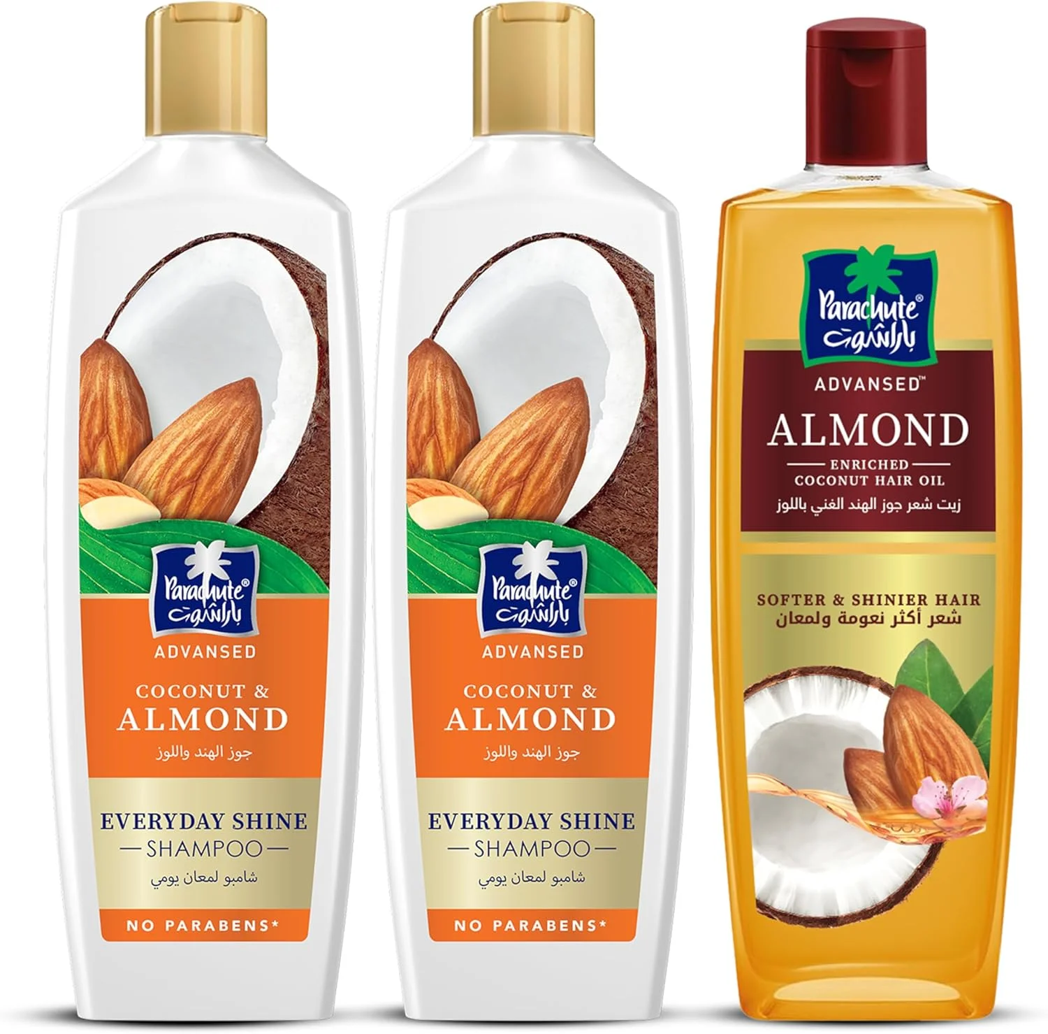 شامپو نارگیل و بادام ادونسد پاراشوت برای درخشش روزانه 340 میلی لیتر + روغن مو نارگیل غنی شده با بادام ادونسد پاراشوت برای موهای نرم تر و درخشان تر 300 میلی لیتر شامپو نارگیل و بادام ادونسد پاراشوت برای درخشش روزانه 340 میلی لیتر + روغن مو نارگیل غنی شده با بادام ادونسد پاراشوت برای موهای نرم تر و درخشان تر 300 میلی لیتر
