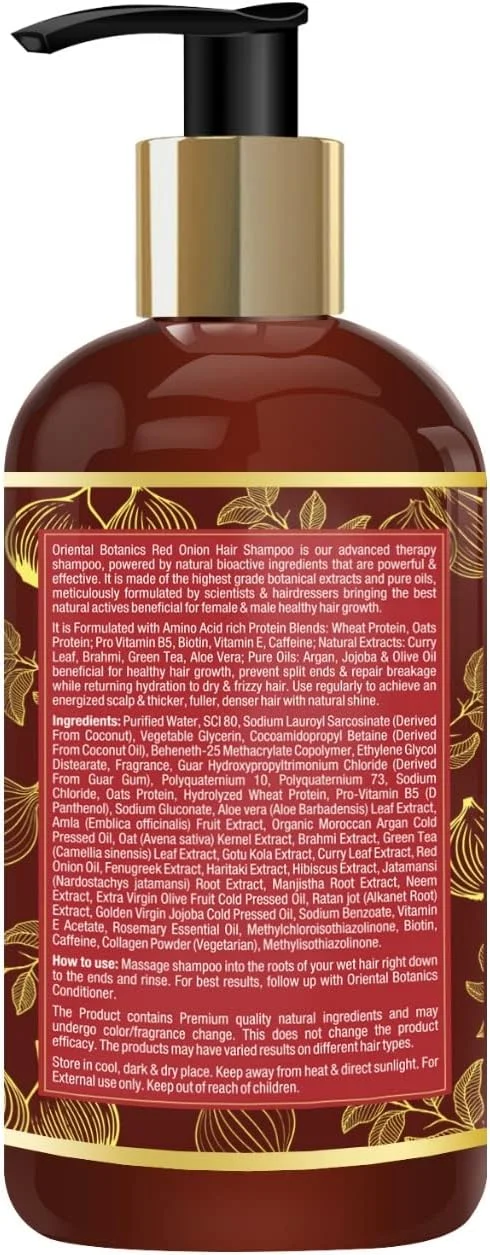 شامپو رشد مو پیاز قرمز اورینتال بوتانیکس، 300 میلی لیتر - حاوی 27 تقویت کننده مو، کنترل کننده ریزش مو و تقویت کننده رشد سالم مو