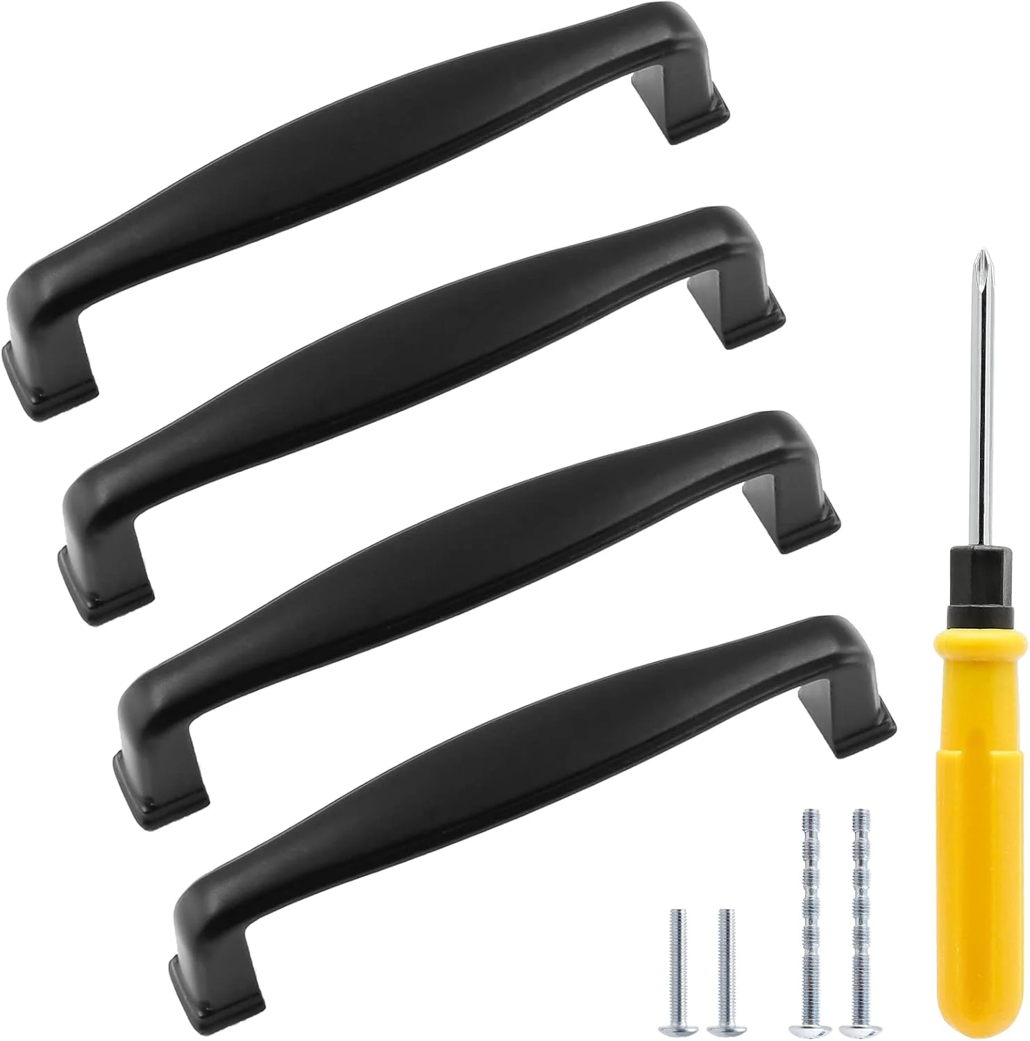 دستگیره کابینت Qjaiune، بسته 10 عددی، 96 میلی‌متری (3 3/4 اینچ)، مشکی، دستگیره مدرن کشو، دستگیره کمد، مناسب برای کابینت، کمد لباس