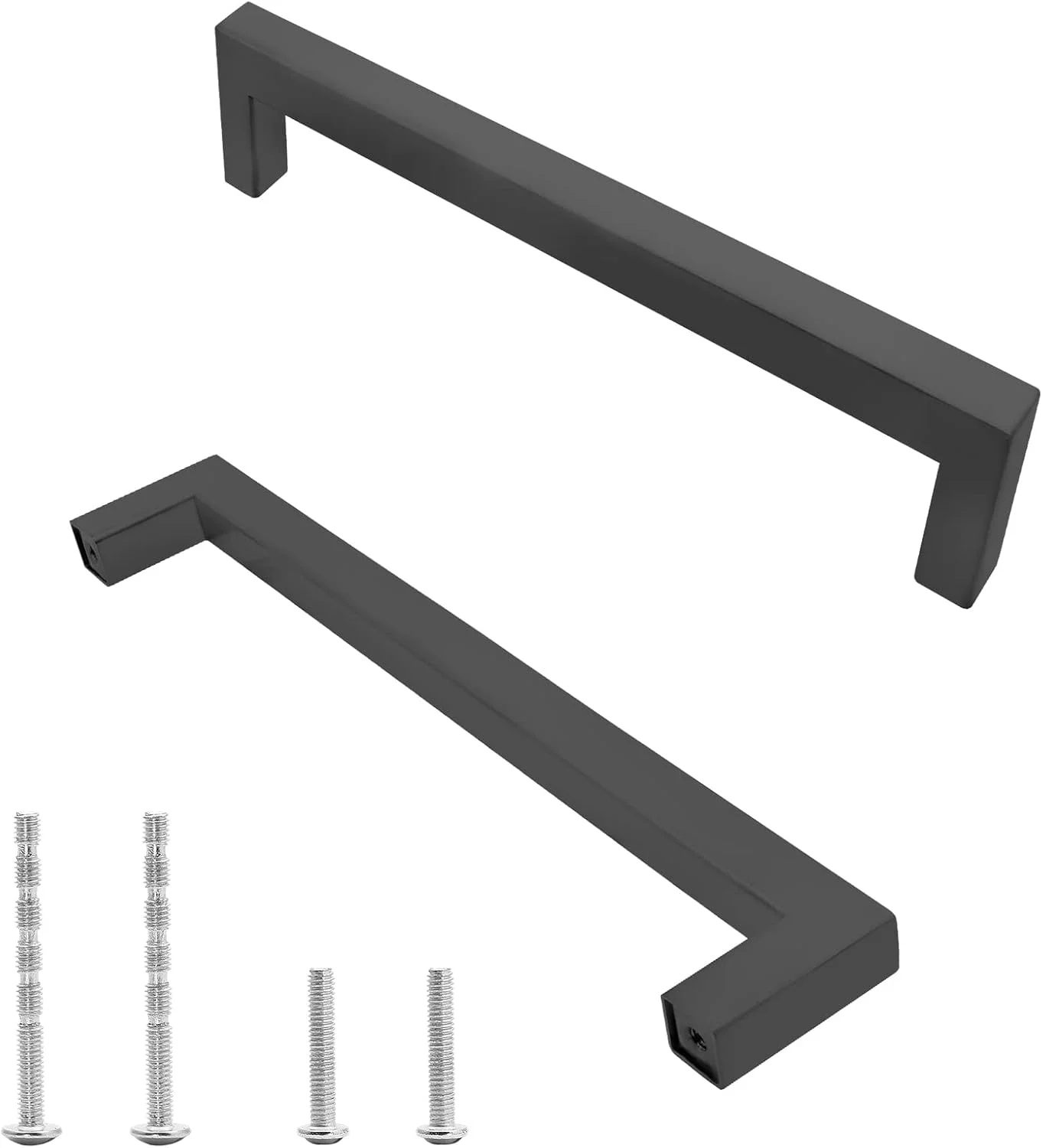دستگیره کابینت مشکی مات Qjaiune، بسته 6 عددی، دستگیره مربعی کمد، فاصله سوراخ تا سوراخ 128 میلی متر / 5 اینچ، دستگیره استیل ضد زنگ کابینت، دستگیره کشو آشپزخانه برای کمد لباس و روشویی