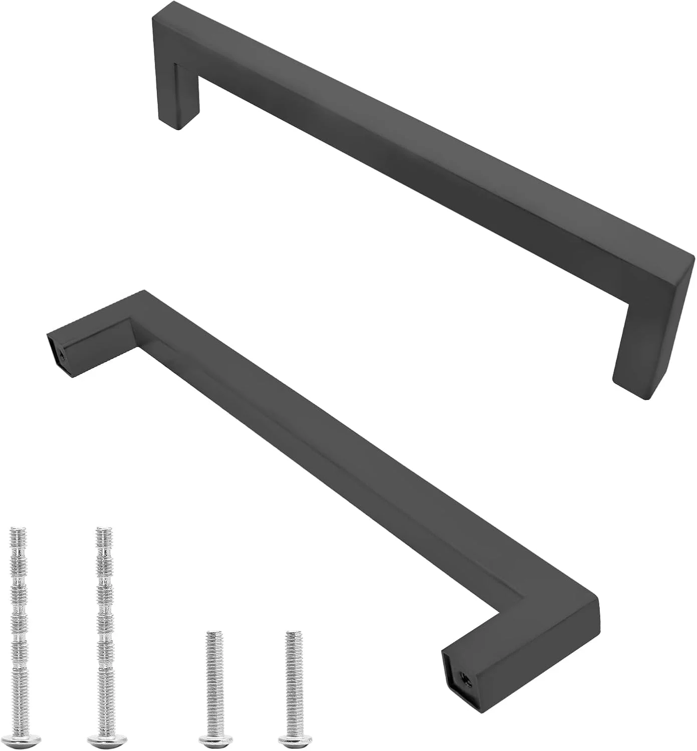 دستگیره کابینت مشکی مات Qjaiune، بسته 6 عددی، دستگیره مربعی کمد، فاصله سوراخ تا سوراخ 96 میلی متر / 3-3/4 اینچ، دستگیره های استیل ضد زنگ، دستگیره کشو آشپزخانه برای کمد لباس و روشویی