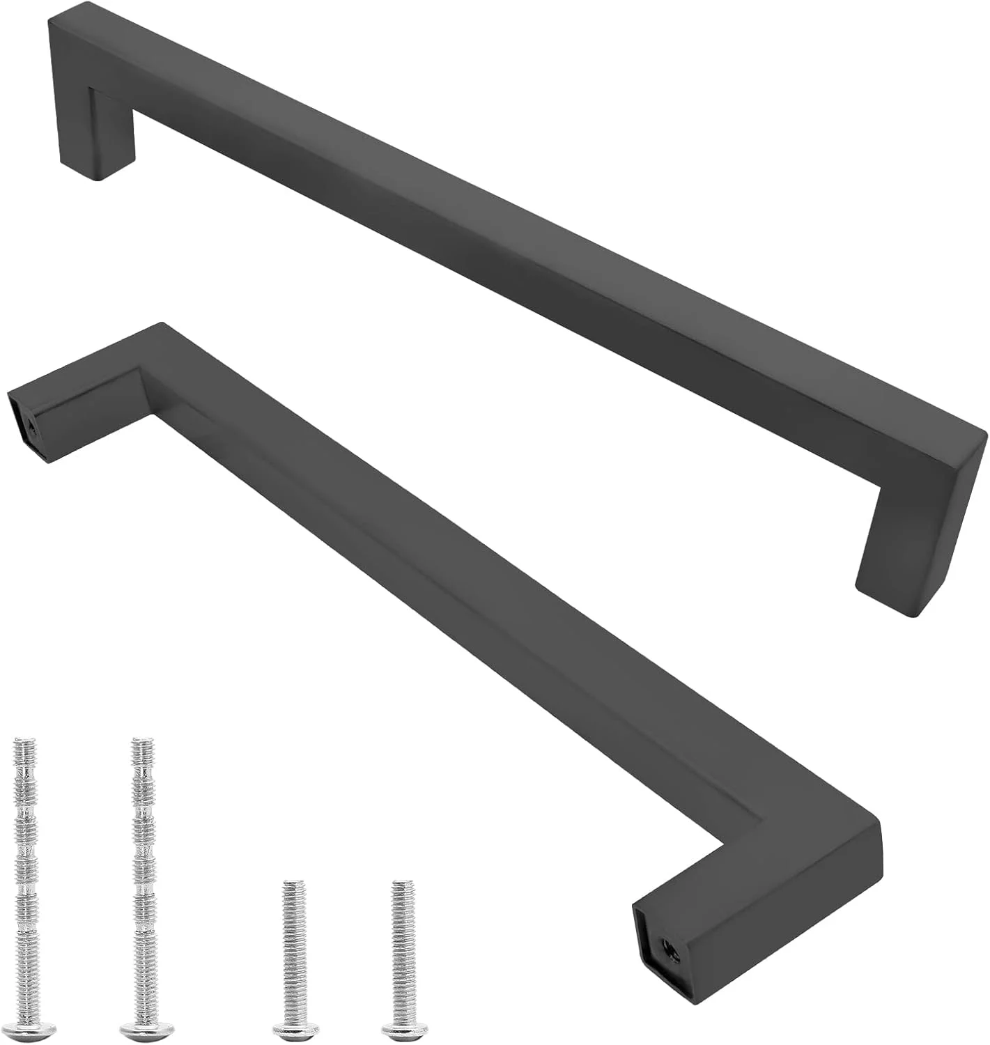 دستگیره کابینت مشکی مات Qjaiune، بسته 6 عددی، دستگیره مربعی کمد، فاصله سوراخ تا سوراخ 192 میلی متر / 7-1/2 اینچ، دستگیره های استیل ضد زنگ، دستگیره کشو آشپزخانه برای کمد لباس و روشویی