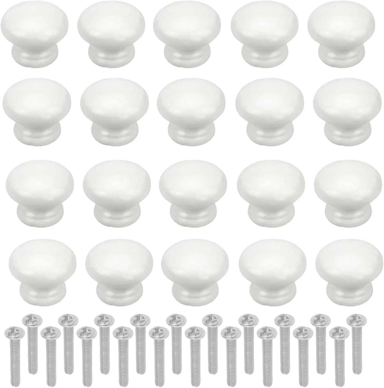 دستگیره و کشوهای برنزی عتیقه QUEENADA، 20 عدد - دستگیره های گرد برنجی 30 میلی متری برای کابینت، کشو، کمد، مبلمان منزل، دفتر، آشپزخانه، حمام (سفید)