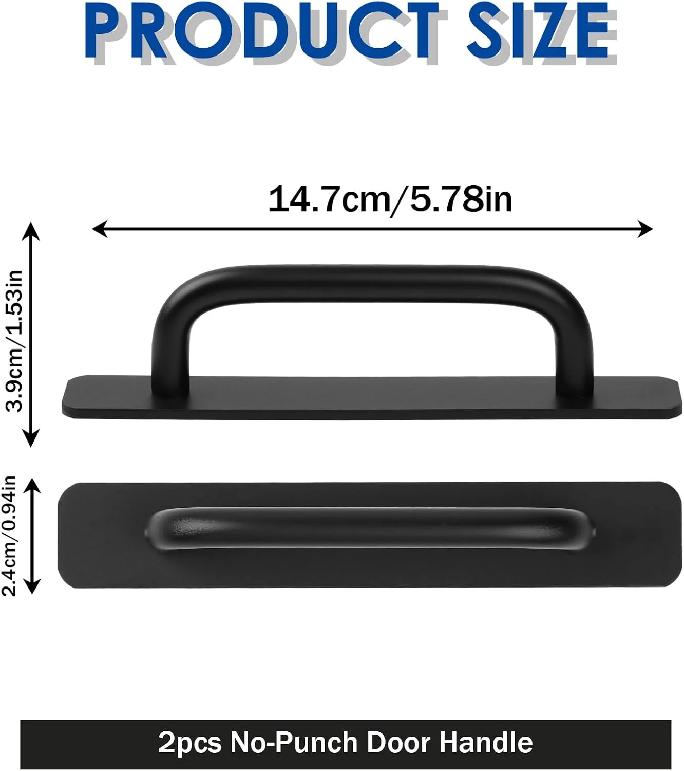 دستگیره های چسبی Prasacco، 2 عدد، دستگیره کابینت، دستگیره درب کشویی، دستگیره درب کمد، دستگیره کششی چسبی برای آشپزخانه، اتاق خواب، پنجره (مشکی)