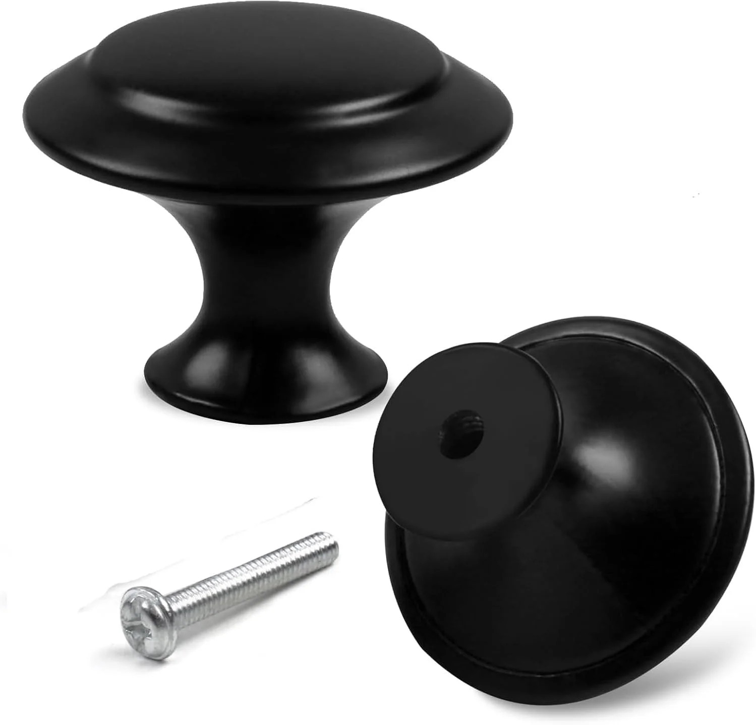 دستگیره کابینت گرد 18 عددی، سخت افزار کشو - دستگیره و کشش مشکی 30 میلی متری برای کمد و آشپزخانه همراه با پیچ