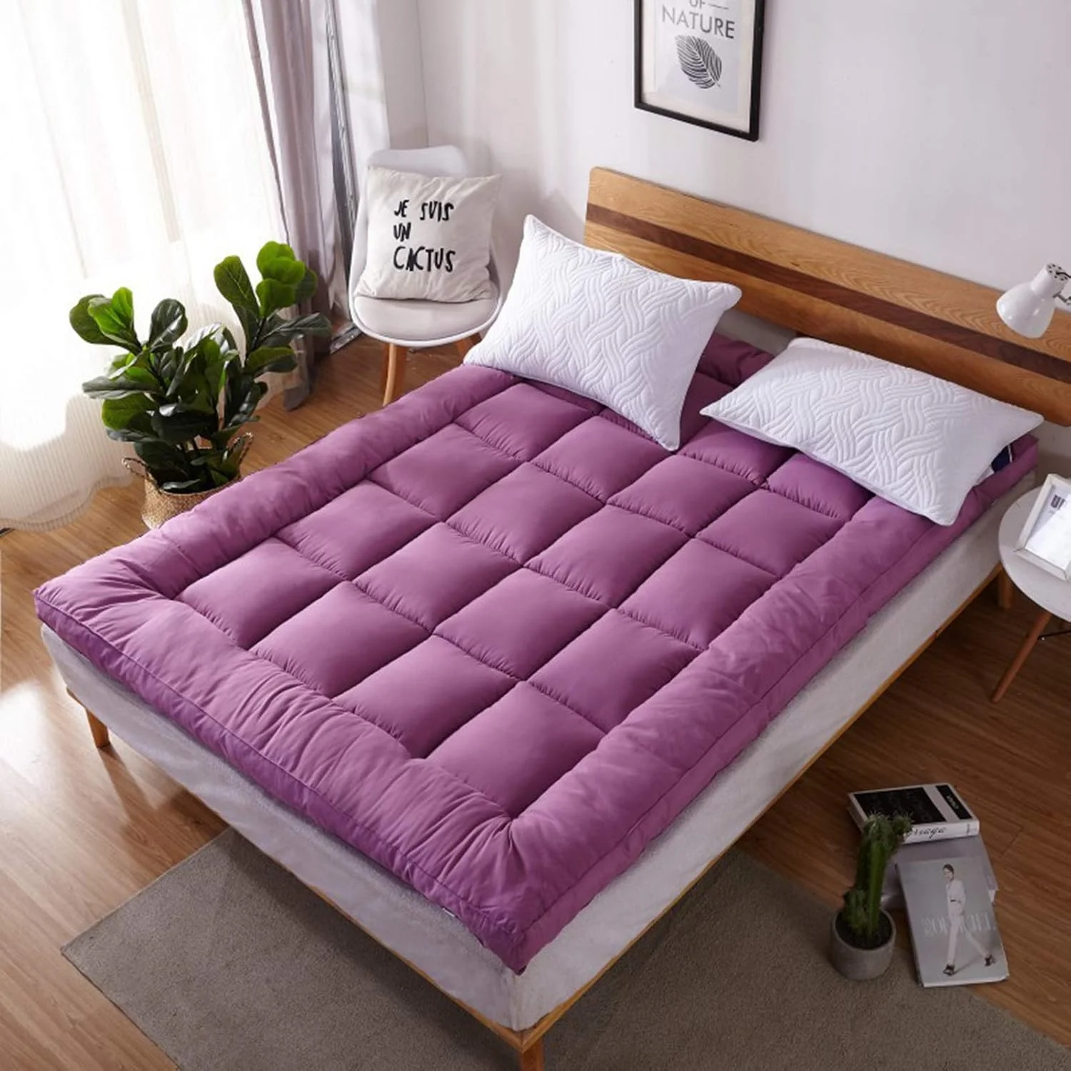 تشک تاتامی تاشو ژاپنی AD&HD، فوتون نرم، زیرانداز راحت و قابل تنفس، پد خواب قابل حمل برای اتاق خوابگاه و نشیمن (رنگ: بنفش، سایز: کینگ: 180x200 سانتی متر) تشک تاتامی تاشو ژاپنی AD&HD، فوتون نرم، زیرانداز راحت و قابل تنفس، پد خواب قابل حمل برای اتاق خوابگاه و نشیمن (رنگ: بنفش، سایز: کینگ: 180x200 سانتی متر)