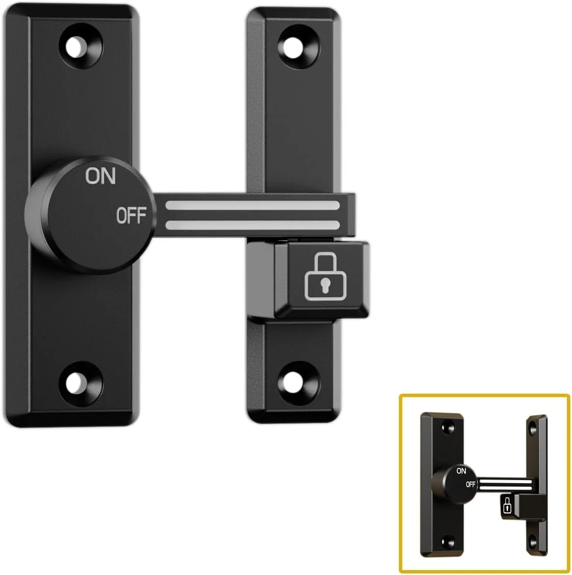 قفل زبانه گردان TERRIFI، قفل کشویی/چرخشی 90/180 درجه بازشو چپ/راست برای درب های امنیتی خانه، انبار، گاراژ، حصار باغ، سوله، پنجره، کابینت (مشکی + شب تاب) قفل زبانه گردان TERRIFI، قفل کشویی/چرخشی 90/180 درجه بازشو چپ/راست برای درب های امنیتی خانه، انبار، گاراژ، حصار باغ، سوله، پنجره، کابینت (مشکی + شب تاب)