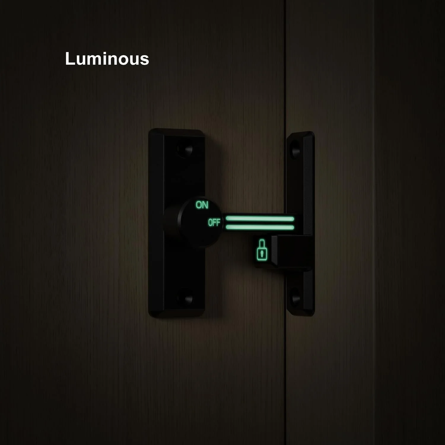 قفل زبانه گردان TERRIFI، قفل کشویی/چرخشی 90/180 درجه بازشو چپ/راست برای درب های امنیتی خانه، انبار، گاراژ، حصار باغ، سوله، پنجره، کابینت (مشکی + شب تاب)