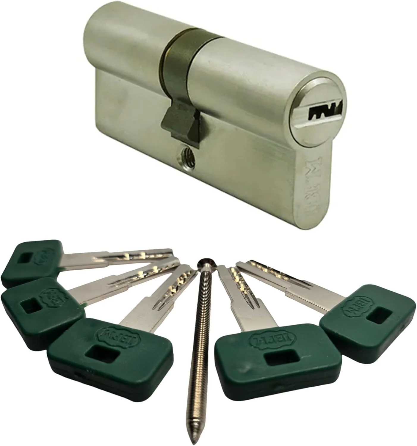 سیلندر قفل درب یورویی سخت افزار یونیورسال با امنیت بالا، بدنه برنجی، روکش کروم ساتن، به همراه 5 کلید و کارت مالک (41/51 (92MM)) سیلندر قفل درب یورویی سخت افزار یونیورسال با امنیت بالا، بدنه برنجی، روکش کروم ساتن، به همراه 5 کلید و کارت مالک (41/51 (92MM))