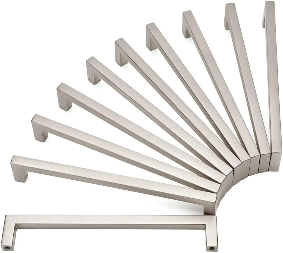 دستگیره کابینت میله ای مربع جامد کوفیزو - دستگیره مبلمان نیکل برس خورده مات، فاصله سوراخ پیچ 160 میلی متر/6.3 اینچ، بسته 10 عددی برای درب کابینت آشپزخانه، کشوی کمد اتاق خواب، سخت افزار کمد حمام دستگیره کابینت میله ای مربع جامد کوفیزو - دستگیره مبلمان نیکل برس خورده مات، فاصله سوراخ پیچ 160 میلی متر/6.3 اینچ، بسته 10 عددی برای درب کابینت آشپزخانه، کشوی کمد اتاق خواب، سخت افزار کمد حمام