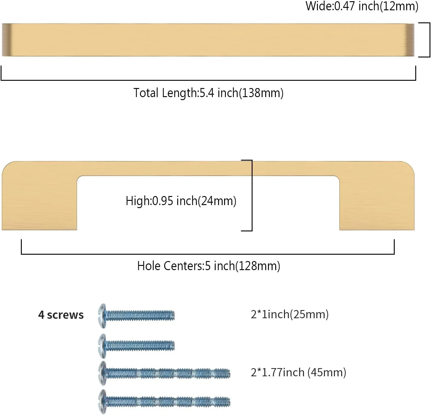دستگیره کابینت آشپزخانه KNOKLOCK بسته 10 عددی، 128 میلی متر، برنزی شامپاین، دستگیره های کشو برای کمد و کابینت