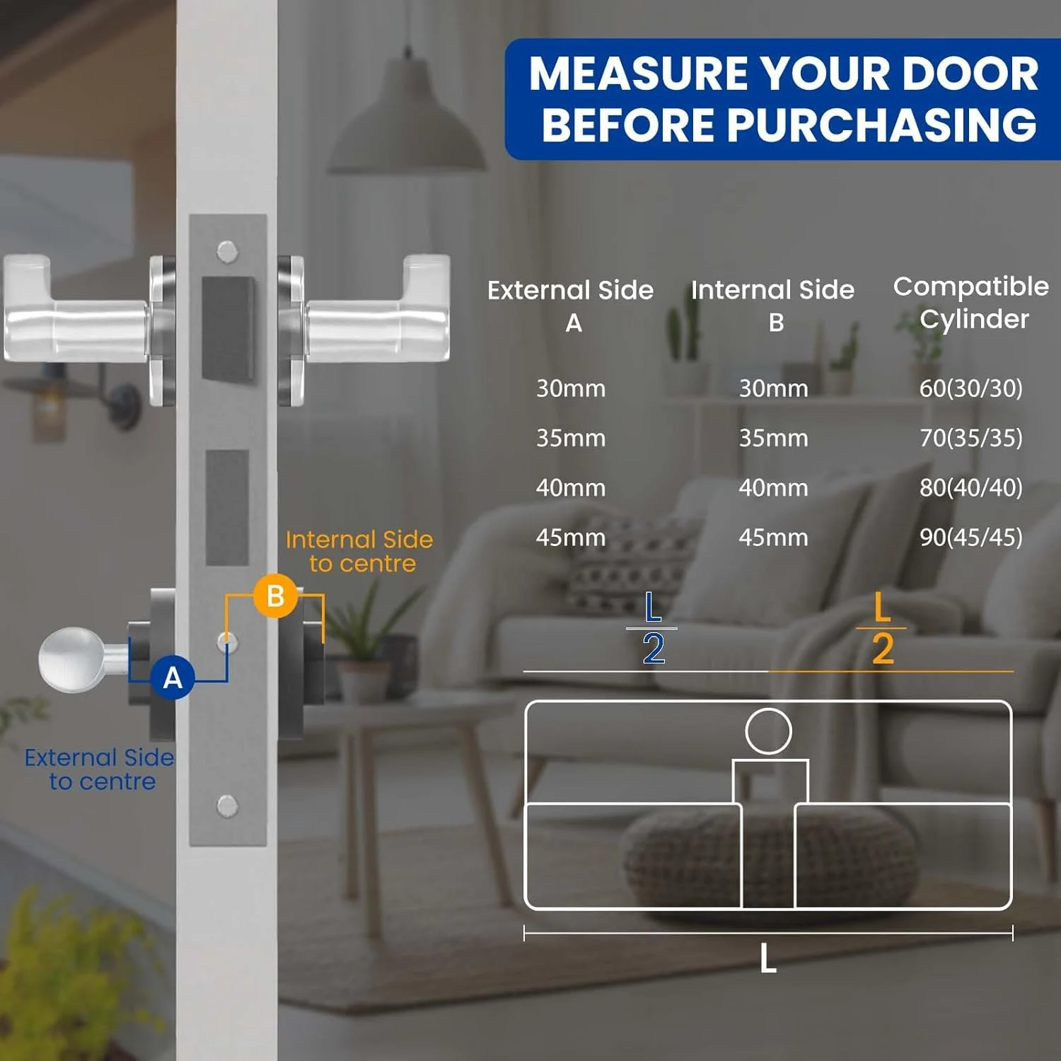 سیلندر قفل درب ضد سرقت 60 میلی متری SEPOX (30/30)، 6 پین با امنیت بالا، بدنه برنجی با میله فولادی ضد زنگ تقویت شده ضد سوراخ کاری و ضد باز شدن، دارای 5 کلید