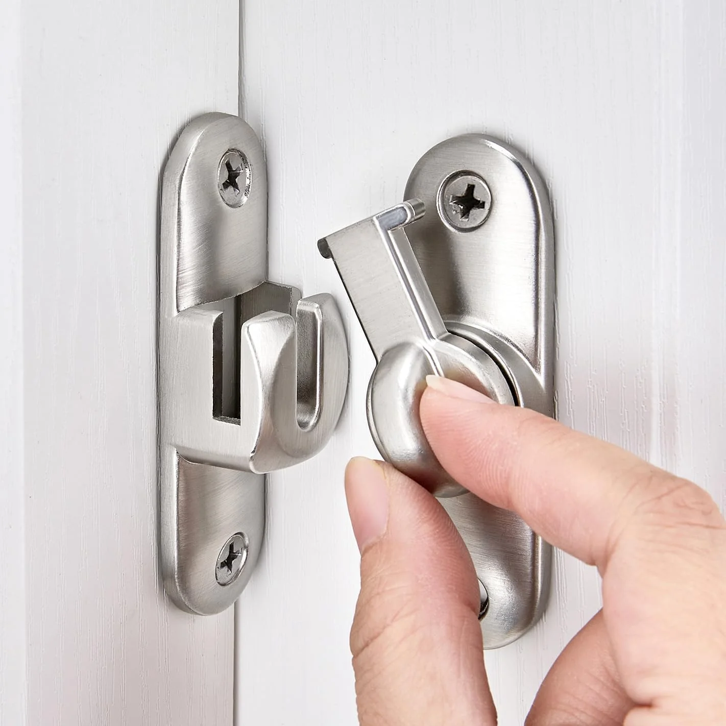 قفل درب انبار نقره ای، قفل دروازه 90/180 درجه، سخت افزار قفل چرخشی دروازه، قفل درب زاویه راست آلیاژ روی، قفل کشویی درب امنیتی برای کابینت ها، حمام