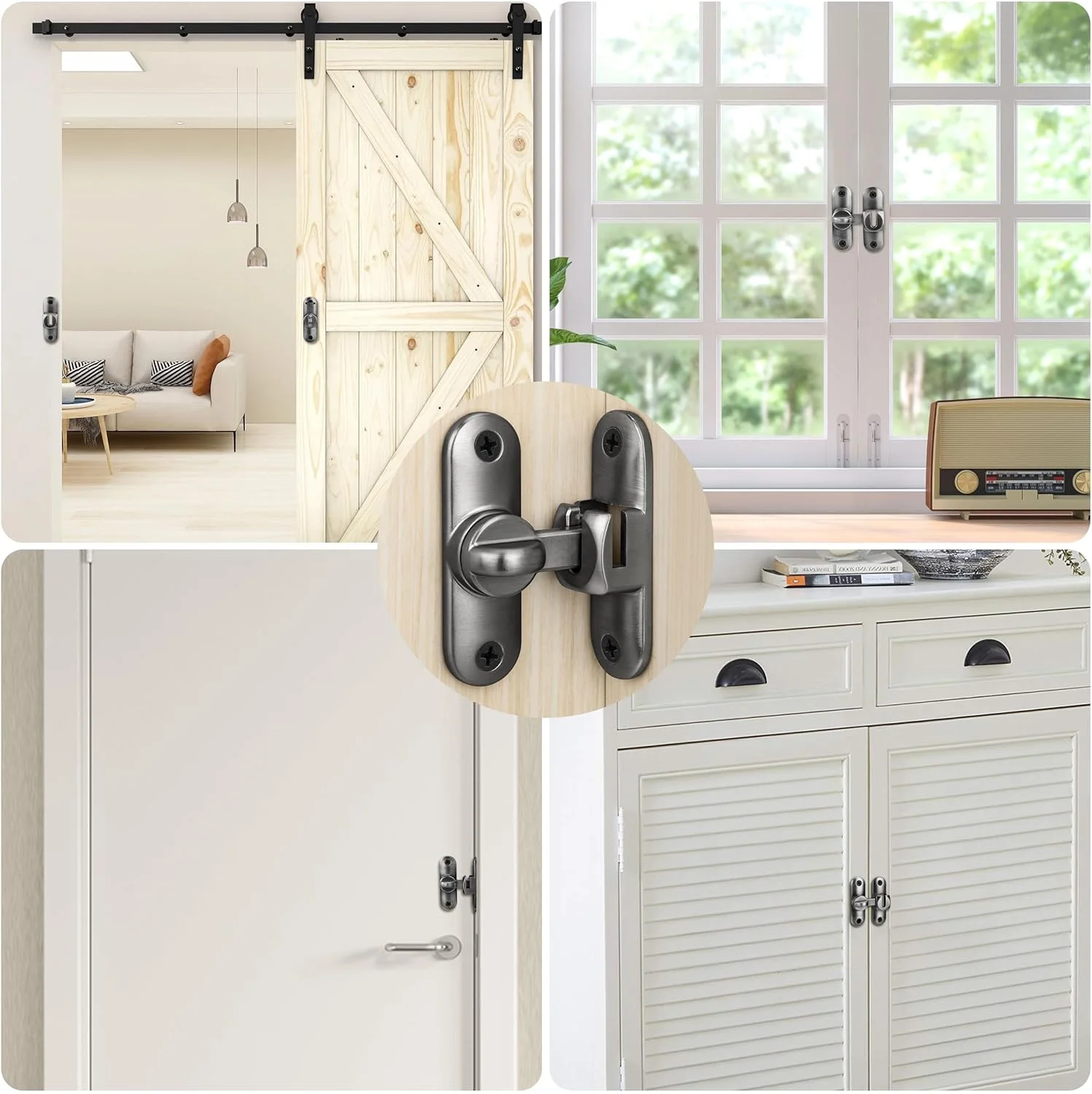 قفل درب کشویی، قفل درب انبار کشویی چرخشی 90 درجه و 180 درجه، سخت افزار قفل درب امنیتی برای 90 درجه و 180 درجه (مشکی)