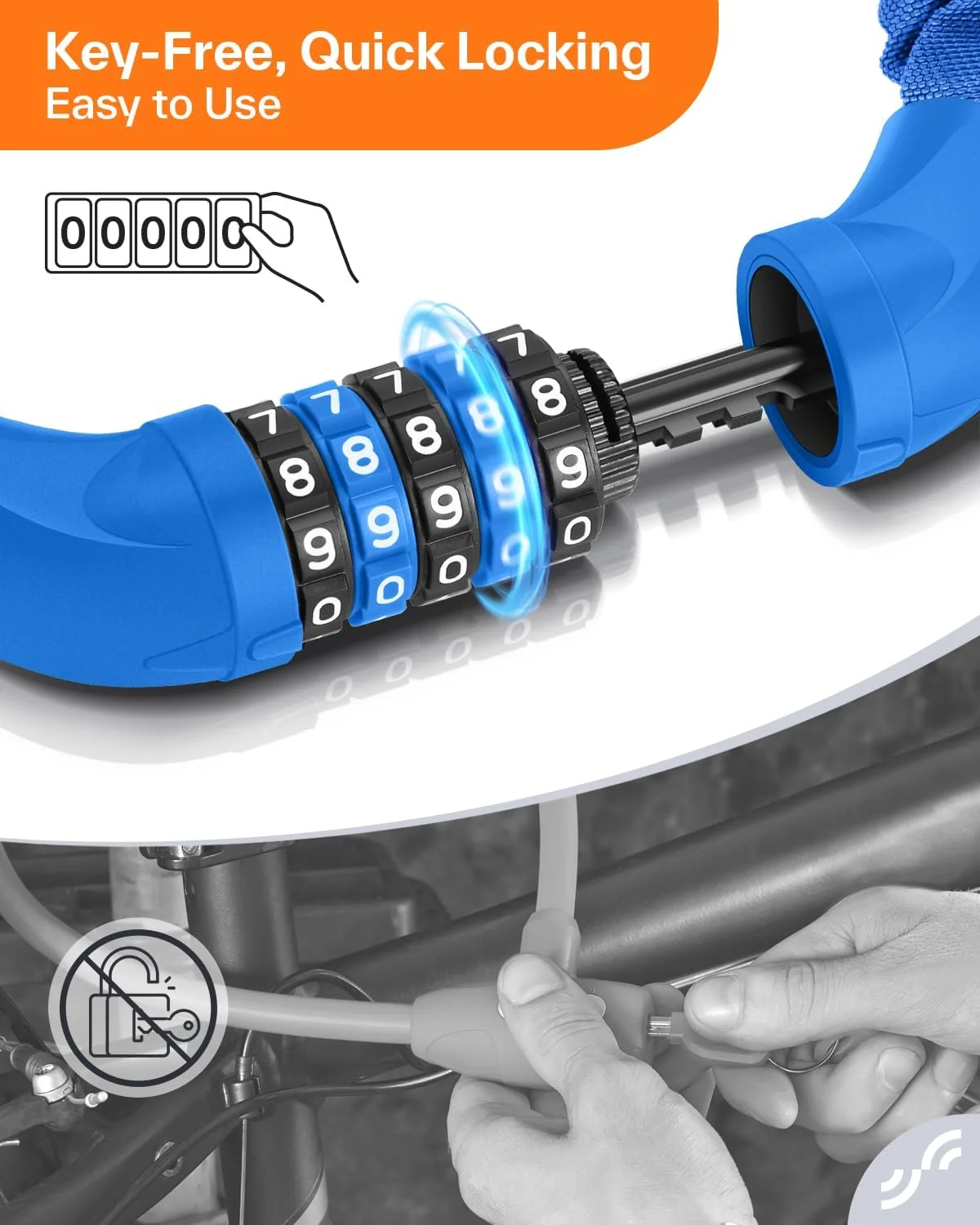 قفل دوچرخه Sportneer: قفل زنجیری ضد سرقت 5 رقمی با امنیت بالا - قفل دوچرخه سنگین و بدون کلید قابل تنظیم مجدد برای دوچرخه، موتور سیکلت، اسکوتر، درب و دروازه - ضخامت 6 میلی متر