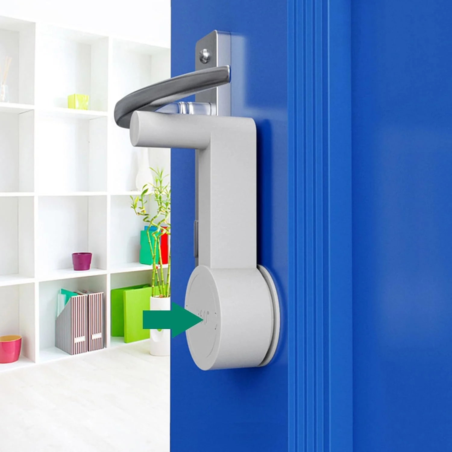 قفل دستگیره درب 2 عددی، مسدود کننده درب، قفل امنیتی درب، قهوه ای + سفید بدون نیاز به سوراخکاری، اتاق خواب، اهرم ایمن کودک، ایمن در برابر کودک و حیوانات خانگی