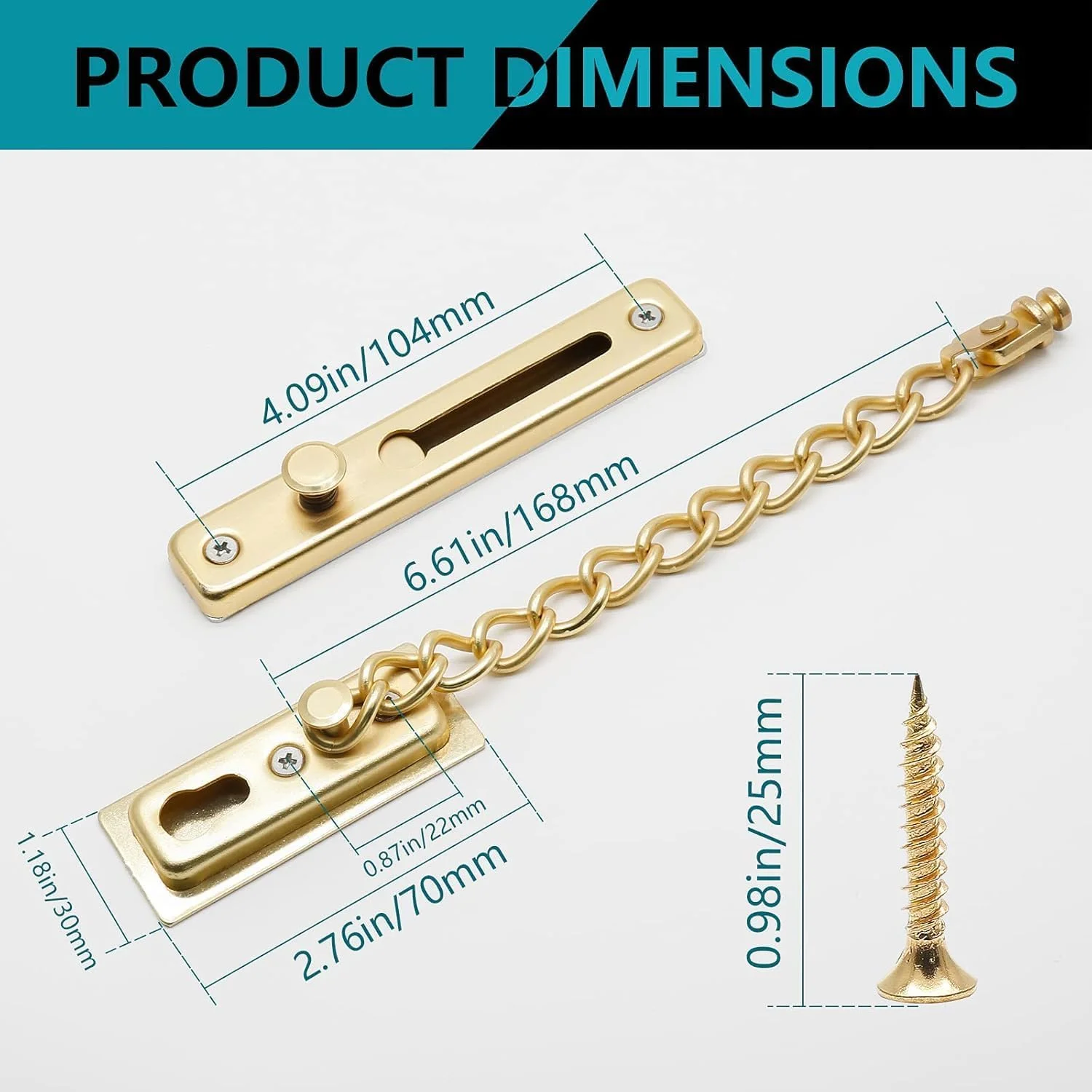 قفل درب 2 عددی برای ایمنی و امنیت، قفل ایمنی کودک برای درها، قفل ایمنی کودک (طلایی)
