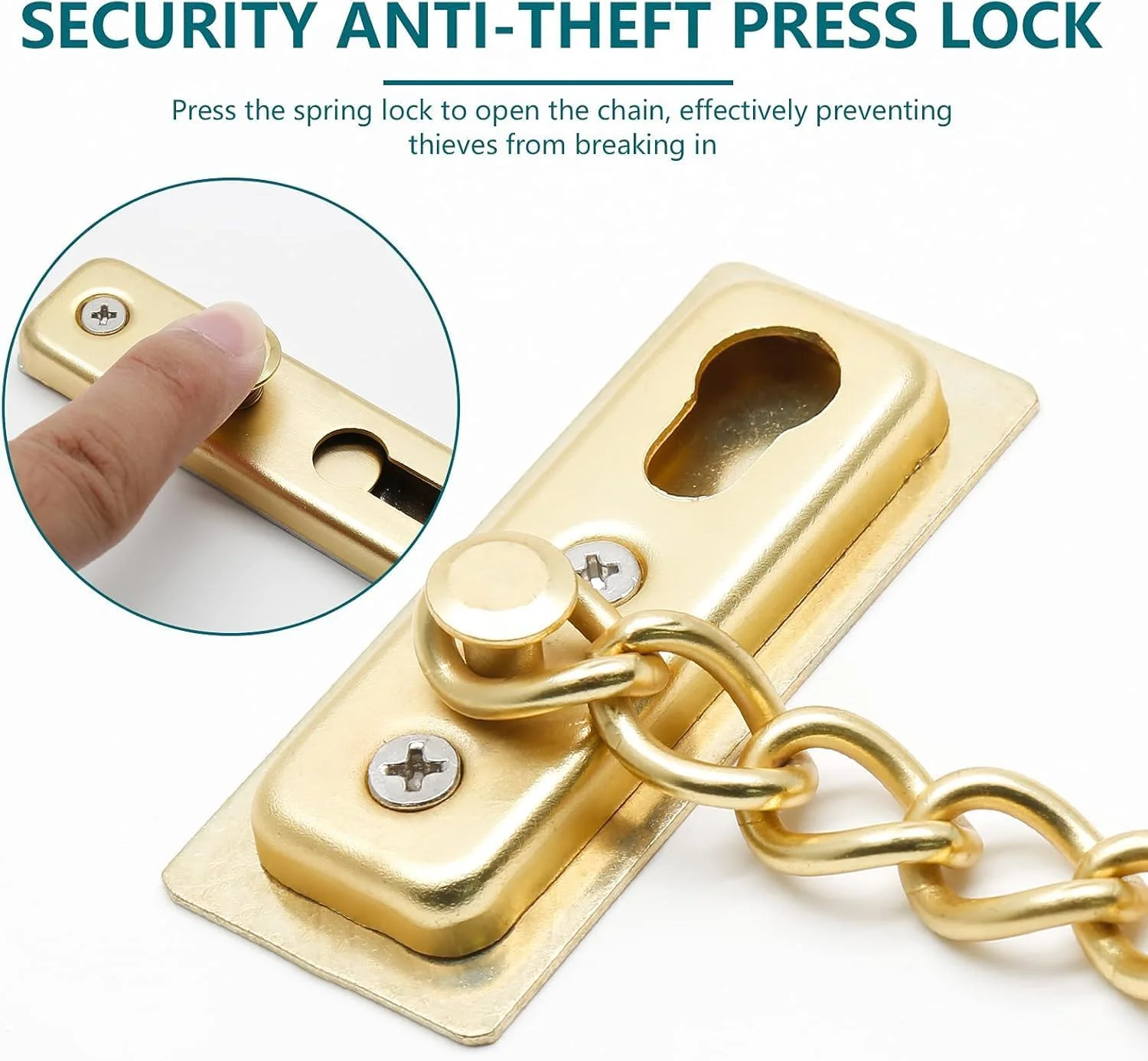 قفل درب 2 عددی برای ایمنی و امنیت، قفل ایمنی کودک برای درها، قفل ایمنی کودک (طلایی)