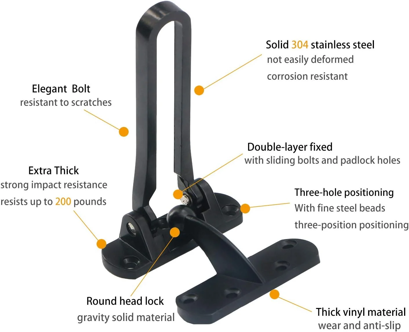 قفل تقویت درب SAISN، قفل میله ای چرخشی برای امنیت خانه، قفل درب جلو برای کودکان، آلیاژ آلومینیوم جامد ضخیم (مشکی) قفل تقویت درب SAISN، قفل میله ای چرخشی برای امنیت خانه، قفل درب جلو برای کودکان، آلیاژ آلومینیوم جامد ضخیم (مشکی)