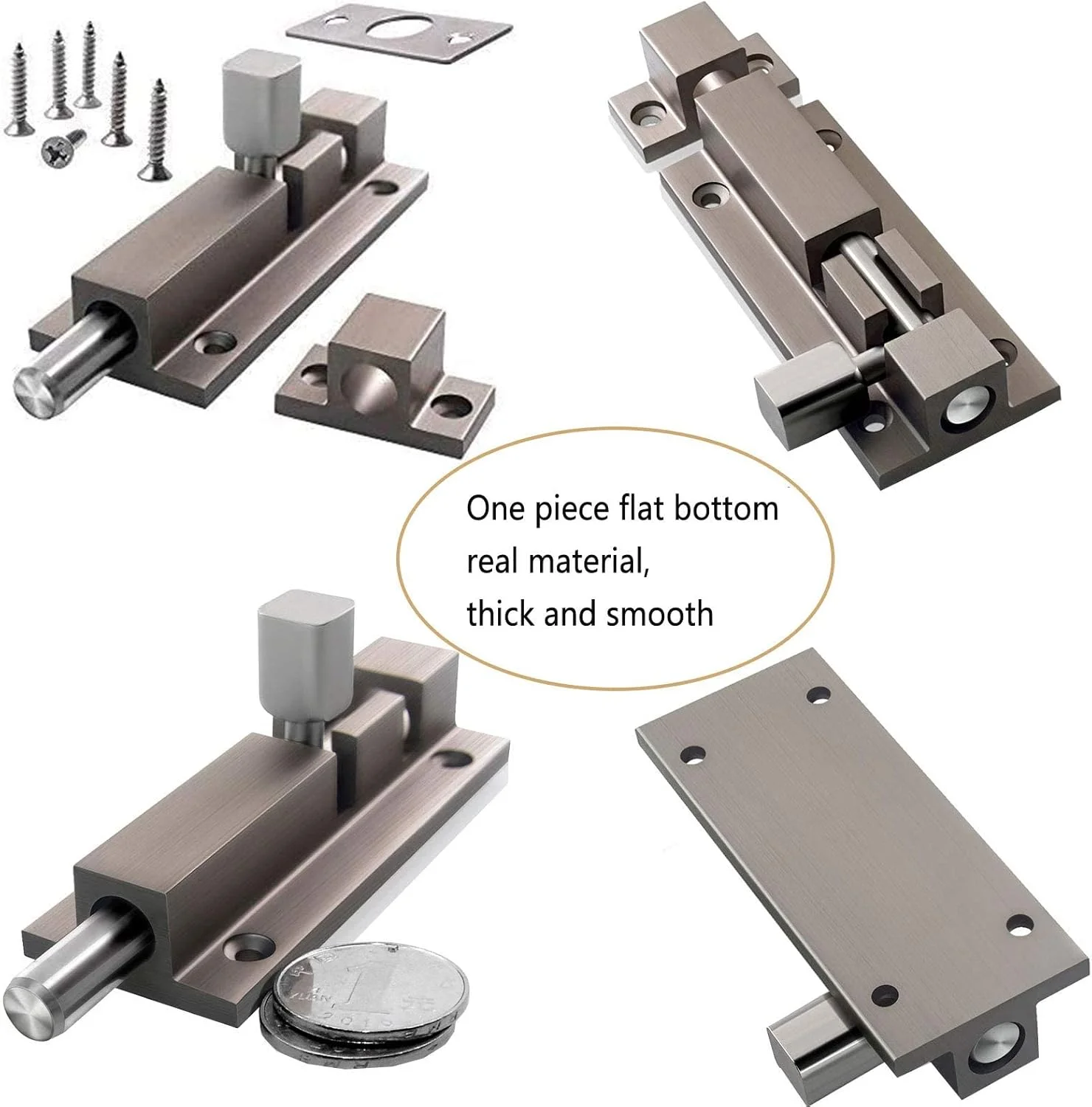 قفل درب، قفل تقویت کننده درب امنیتی منزل، قفل زبانه ای ضخیم کشویی، قفل دروازه سنگین، سخت افزار محافظ امنیتی برای اتاق خواب/حمام/کابینت/انباری (9 * 3 سانتی متر)