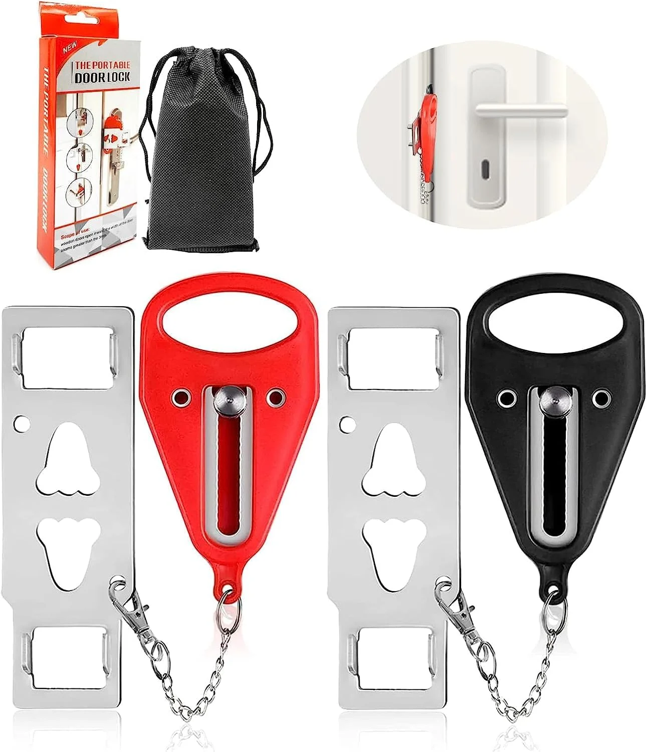 قفل درب قابل حمل OneAndes، بسته 2 عددی، قفل اضافی سنگین و محکم برای حریم خصوصی و ایمنی بیشتر در هتل، آپارتمان و جلوگیری از ورود غیرمجاز در سفر، AirBNB، خانه، آپارتمان و مدرسه قفل درب قابل حمل OneAndes، بسته 2 عددی، قفل اضافی سنگین و محکم برای حریم خصوصی و ایمنی بیشتر در هتل، آپارتمان و جلوگیری از ورود غیرمجاز در سفر، AirBNB، خانه، آپارتمان و مدرسه