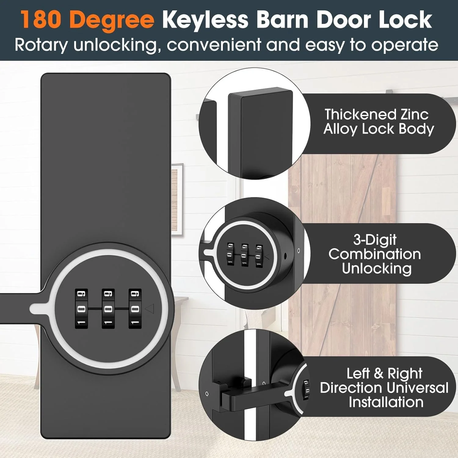 قفل درب انبار رمزی بدون کلید با ترکیب 3 رقمی، قفل درب کشویی با چرخش 180 درجه، نصب چسبی و پیچی، قفل امنیتی کابینت، سوله، دروازه، اتاق خواب، کمد، مشکی شبتاب قفل درب انبار رمزی بدون کلید با ترکیب 3 رقمی، قفل درب کشویی با چرخش 180 درجه، نصب چسبی و پیچی، قفل امنیتی کابینت، سوله، دروازه، اتاق خواب، کمد، مشکی شبتاب