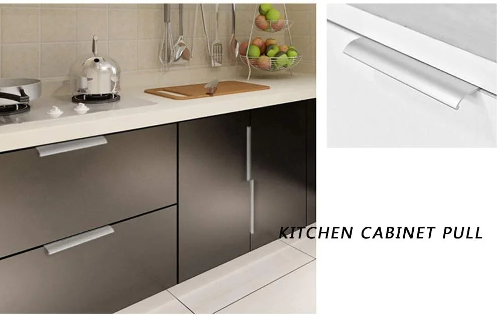 دستگیره مخفی لبه انگشتی جوجا، بسته 10 عددی، دستگیره های کشو مبلمان با سبک مدرن، دستگیره و دکمه کابینت آشپزخانه، نقره ای 150 میلی متر