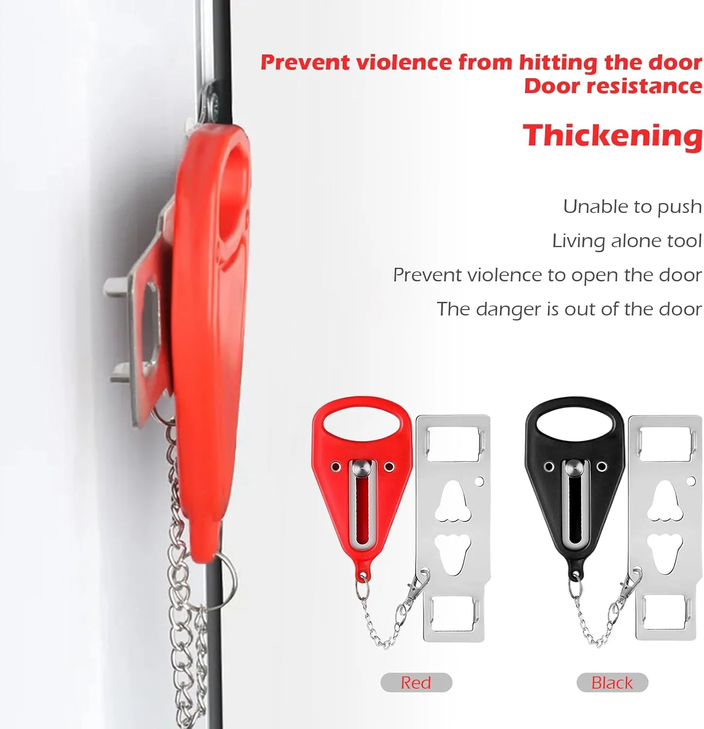 قفل درب قابل حمل OneAndes، بسته 2 عددی، قفل اضافی سنگین و محکم برای حریم خصوصی و ایمنی بیشتر در هتل، آپارتمان و جلوگیری از ورود غیرمجاز در سفر، AirBNB، خانه، آپارتمان و مدرسه