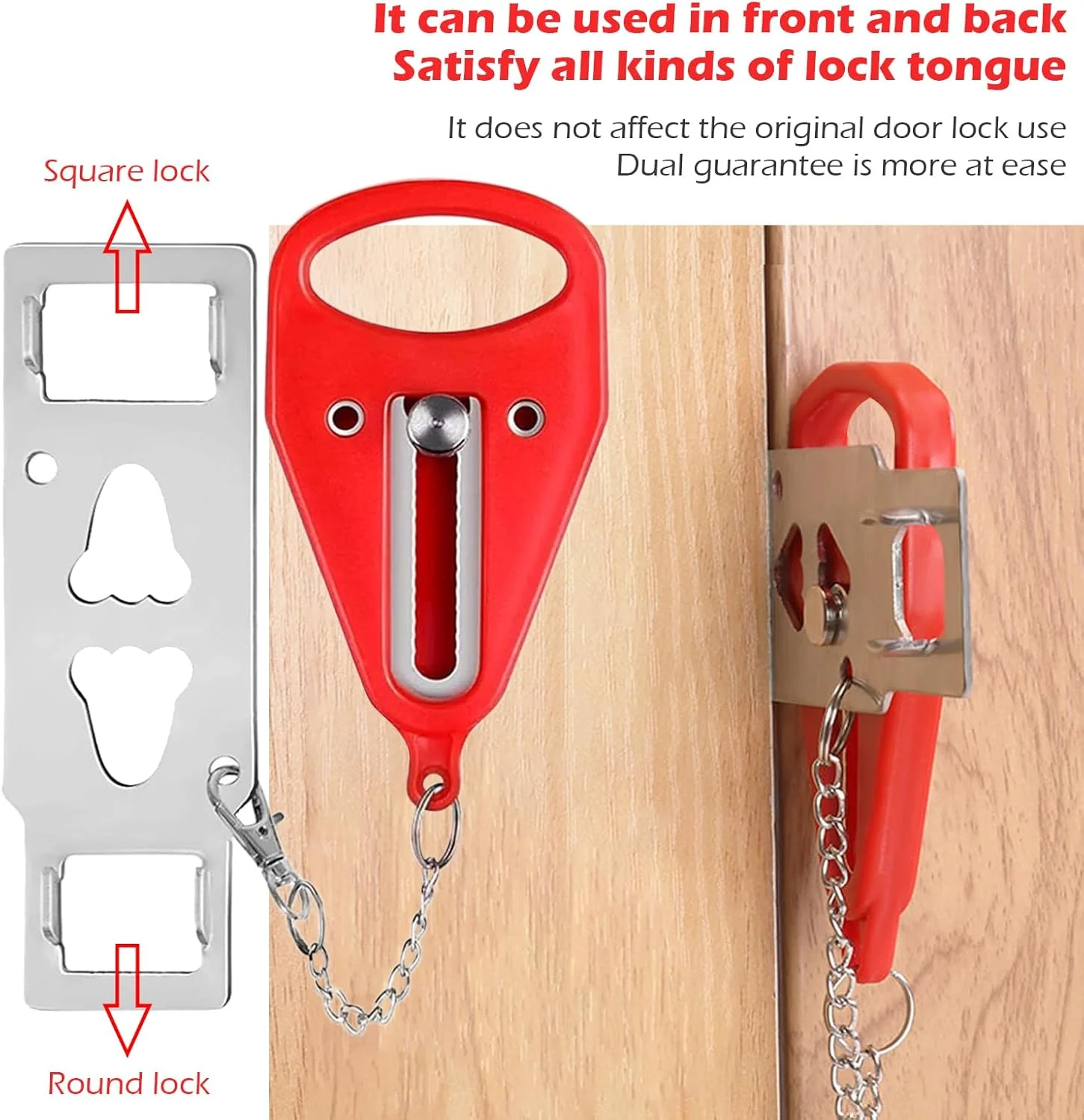 قفل درب قابل حمل OneAndes، بسته 2 عددی، قفل اضافی سنگین و محکم برای حریم خصوصی و ایمنی بیشتر در هتل، آپارتمان و جلوگیری از ورود غیرمجاز در سفر، AirBNB، خانه، آپارتمان و مدرسه