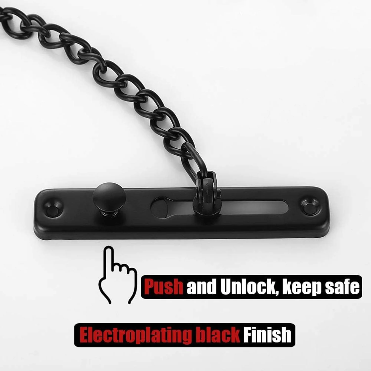 قفل زنجیری درب Joyzzz، قفل درب زنجیری استیل ضد زنگ با قفل فشاری ضد سرقت فنری، قفل زنجیری درب بدون نیاز به سوراخکاری، قفل زنجیری ایمنی کشویی درب برای اتاق خواب و منزل