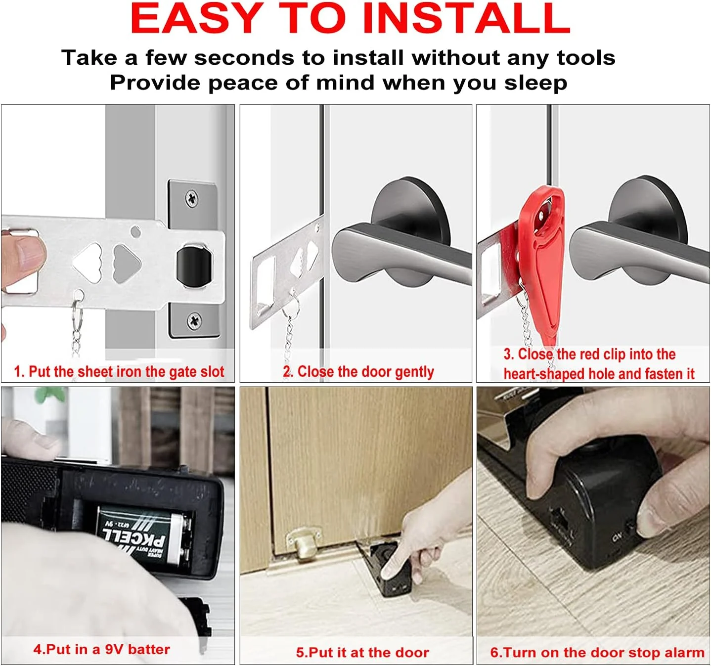 قفل درب قابل حمل MBBEST و آلارم استاپر درب، کیت امنیتی محافظت دوگانه درب، ابزارهای دفاع شخصی استاپر درب جیبی برای هتل، مسافرت، خانه، آپارتمان