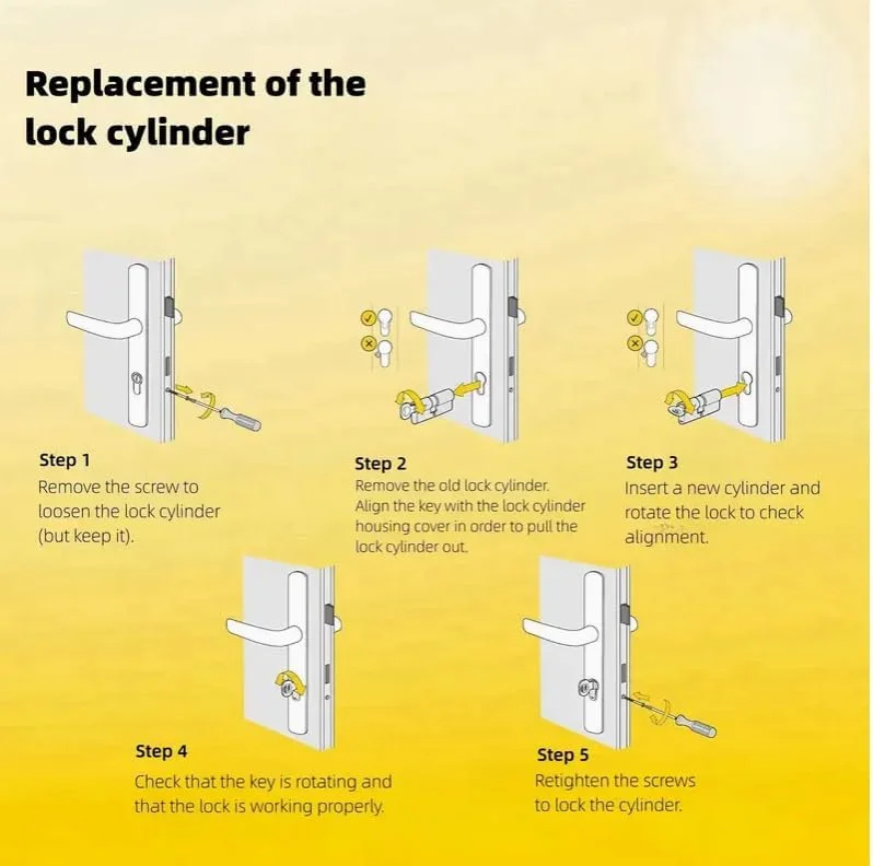 قفل سیلندر درب 70 میلی متری | پروفایل امنیتی بالا با ویژگی های ضد بازکردن، ضد سوراخکاری و ضد ضربه | نصب آسان برای خانه، دفتر، استفاده تجاری | کلید از هر دو طرف | بادوام، مقاوم در برابر خوردگی