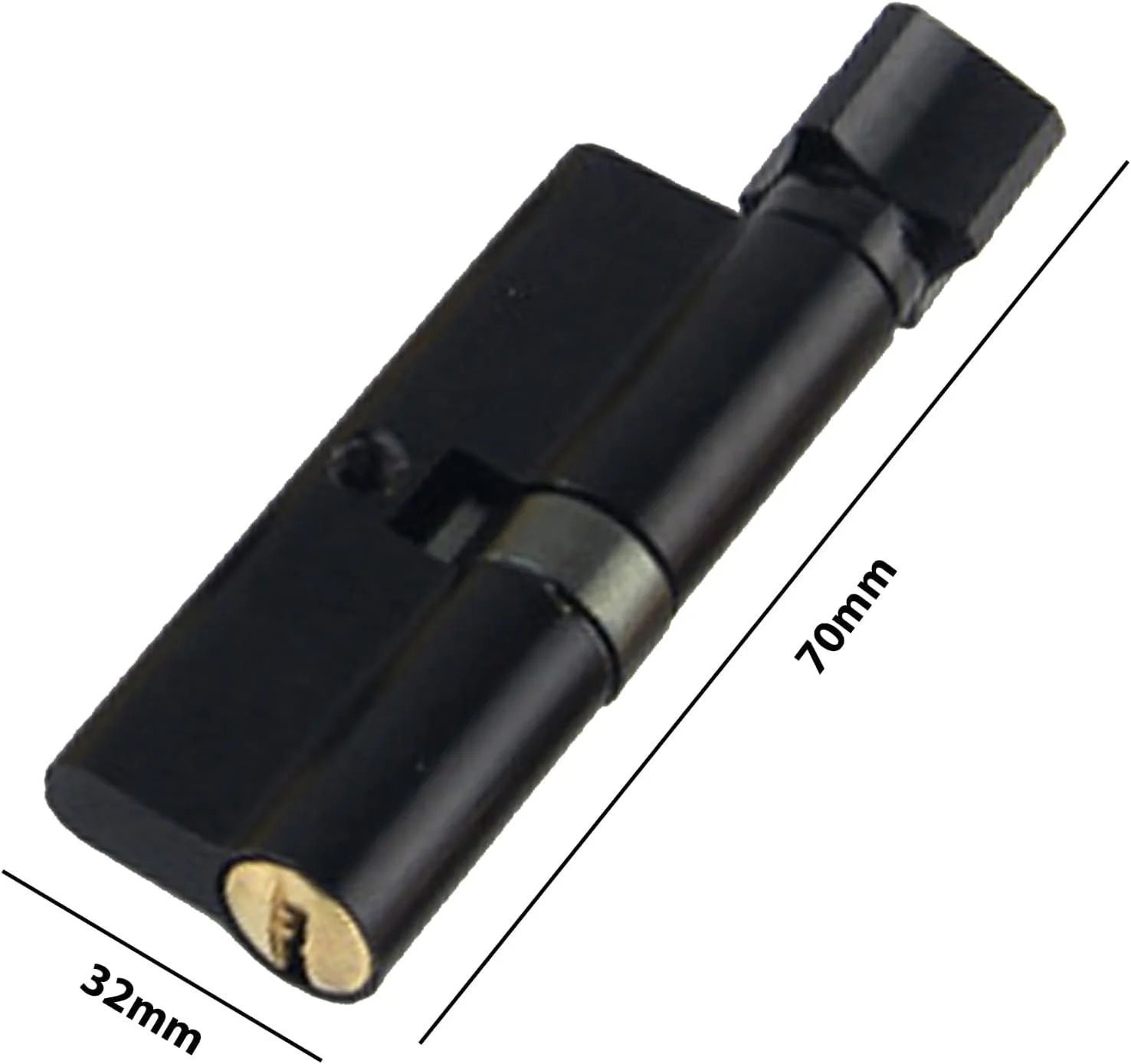 قفل سیلندر 70 میلی متری مشکی IUSOT، هسته برنجی با امنیت بالا، همراه با 3 کلید مقاوم در برابر سوراخکاری و باز کردن قفل، ایده آل برای درب های چوبی، UPVC و کامپوزیت