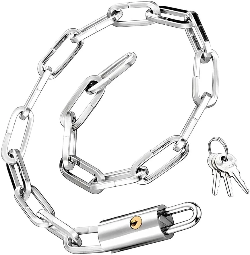 قفل زنجیری دوچرخه هگزار مدل سنگین با 3 کلید، قفل زنجیری ضد سرقت با امنیت بالا، قفل ضد آب برای دوچرخه، موتورسیکلت، اسکوتر، درب، دروازه، حصار (بدون پوشش)، HX343