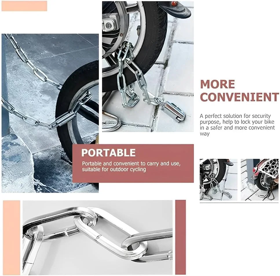 قفل زنجیری دوچرخه هگزار مدل سنگین با 3 کلید، قفل زنجیری ضد سرقت با امنیت بالا، قفل ضد آب برای دوچرخه، موتورسیکلت، اسکوتر، درب، دروازه، حصار (بدون پوشش)، HX343
