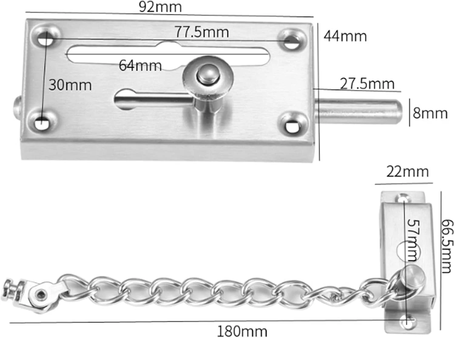 قفل زنجیری درب Excefore، زنجیر درب کشویی برای درب ورودی، زنجیر ایمنی قفل درب امنیتی، قفل درب ضد سرقت برای درب، محدود کننده درب