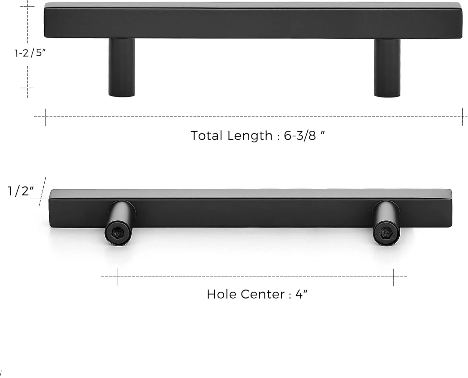 دستگیره کابینت Home Expert، بسته 10 عددی، مرکز 4 اینچی، دستگیره آشپزخانه برای کابینت، دستگیره مربعی مشکی کابینت، استیل ضد زنگ، روکش مشکی مات، سازگاری گسترده، نصب آسان